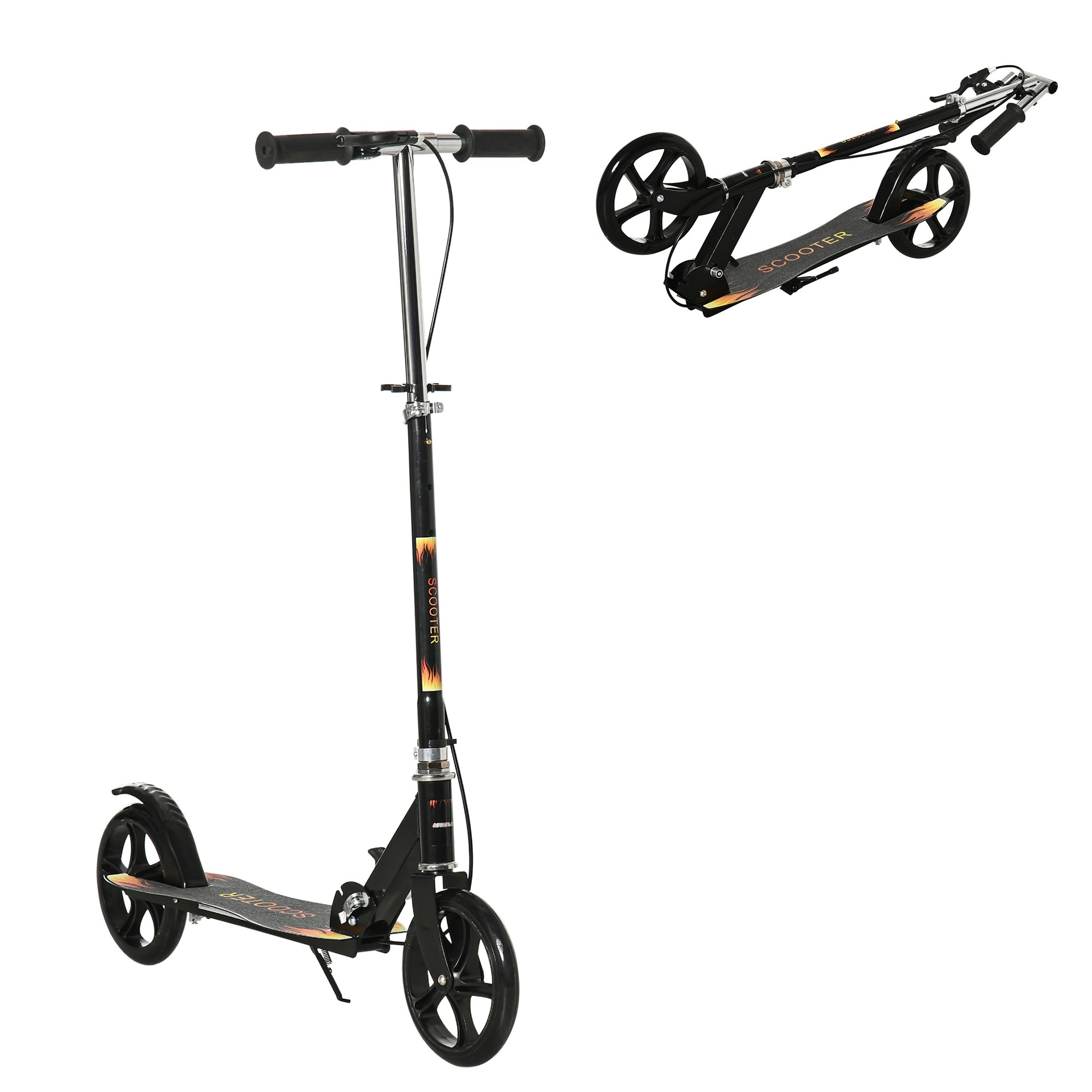 2-Wheel Foldable Scooter for Kids Age 7-14 with Adjustable Handlebar at 3 Levels and Dual Brake - Black