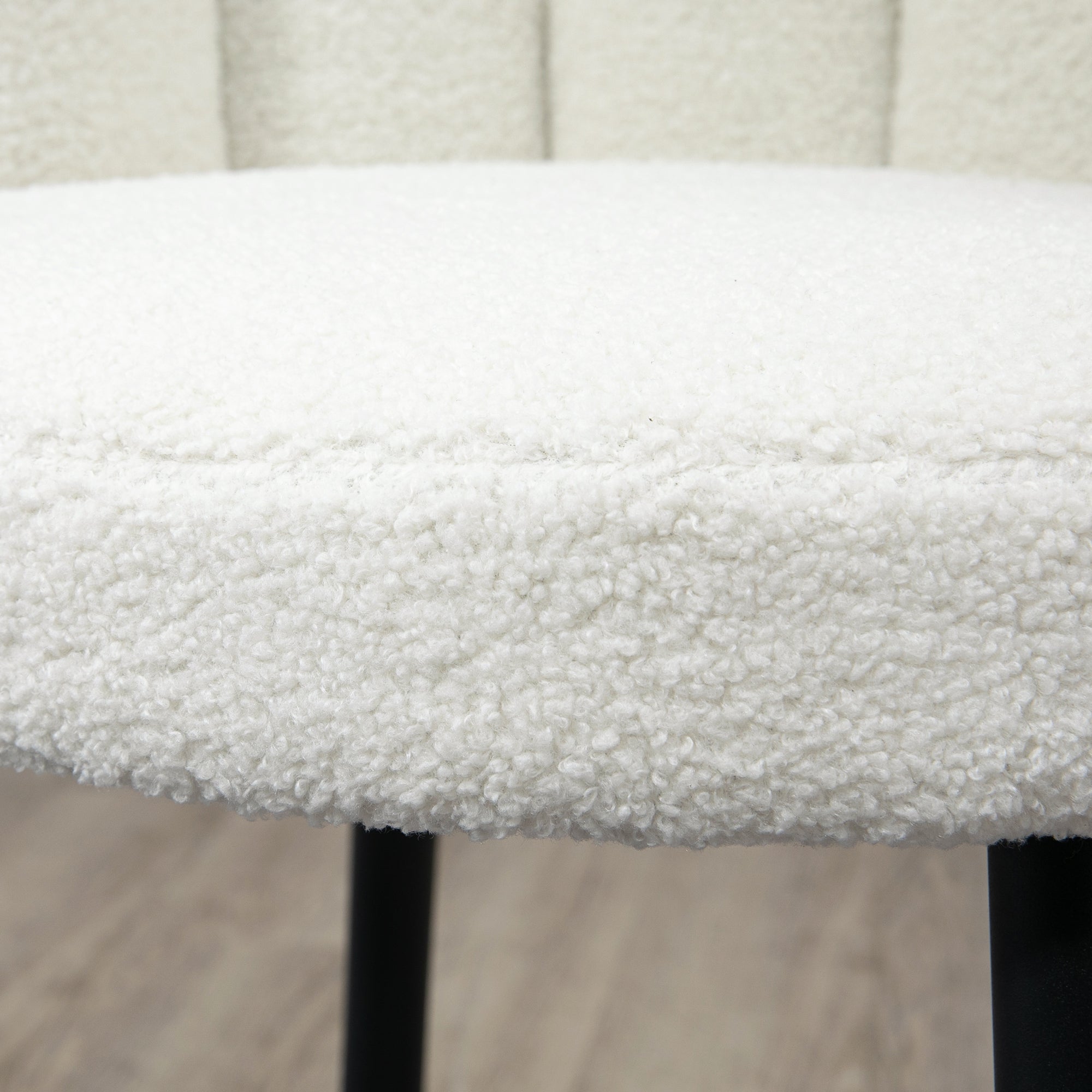 Bar Stools, Set of 2, High Chairs, looped wool effect fabric, steel frame, height 65 cm, with backrest and footrest, easy assembly, high kitchen seat, cream black