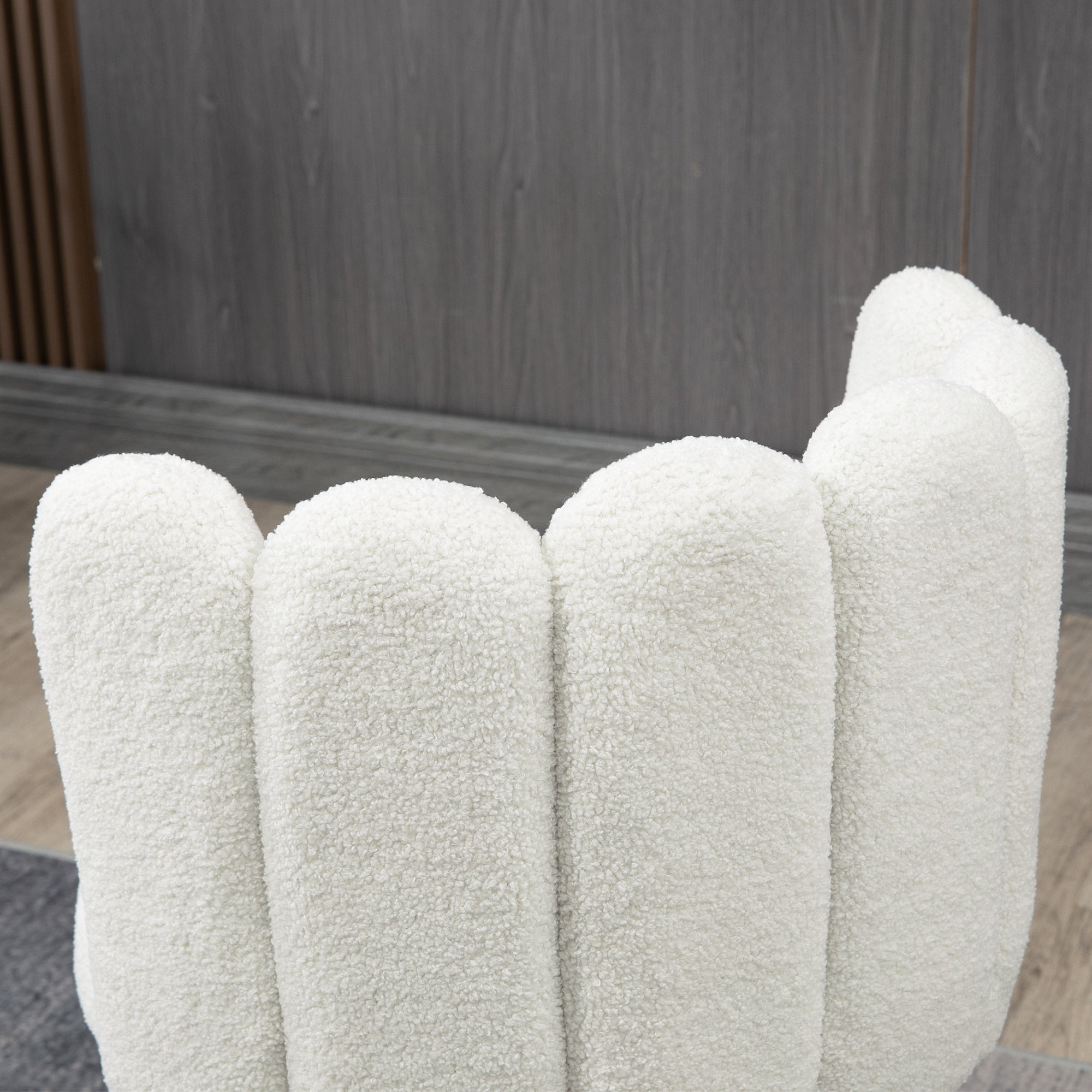 Bar Stools, Set of 2, High Chairs, looped wool effect fabric, steel frame, height 65 cm, with backrest and footrest, easy assembly, high kitchen seat, cream black