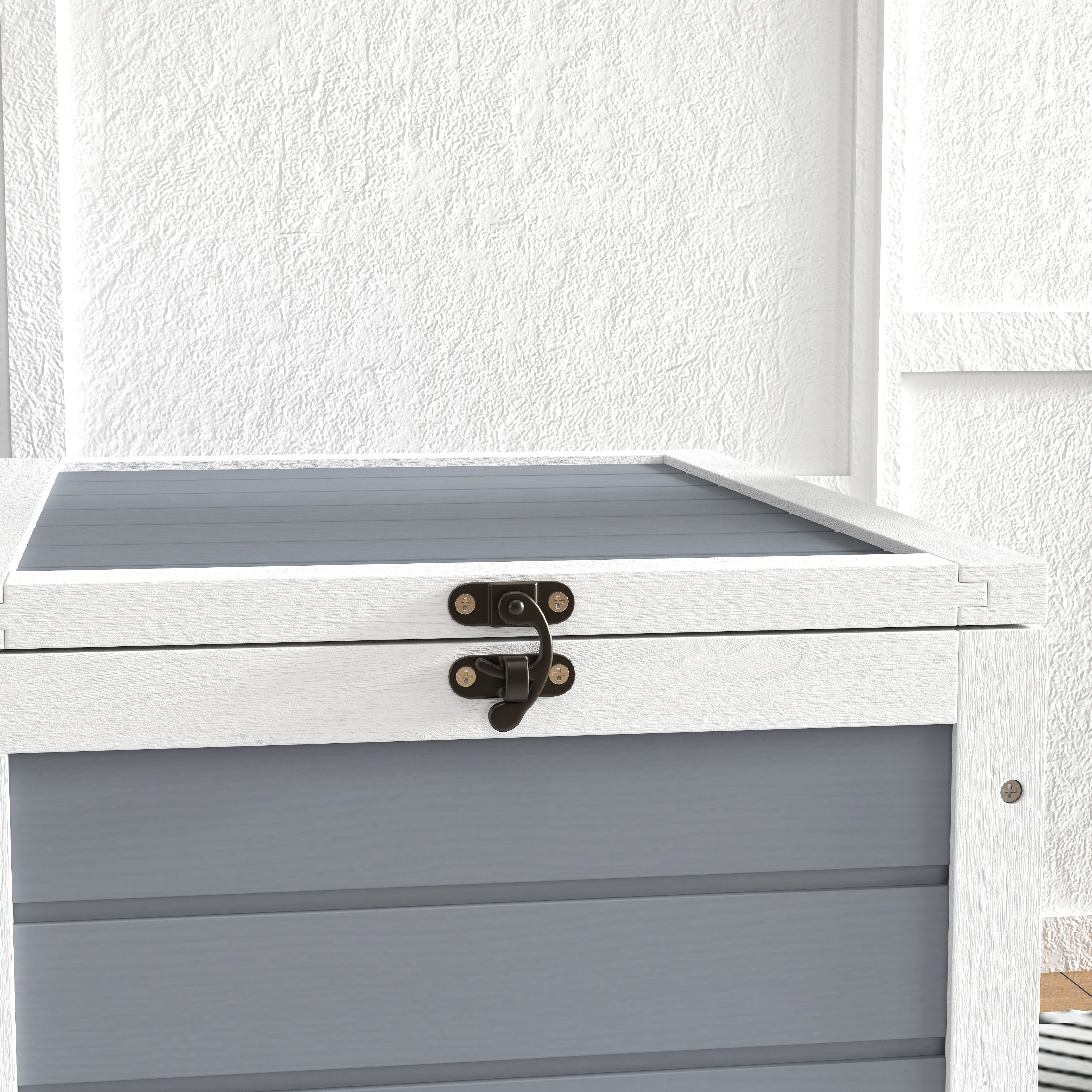 Turtle Enclosure, outdoor wooden land turtle house with lamp stand, 2 sliding trays, cage for land turtles, rabbits, and small animals - dimensions 81 x 48 x 31.5 cm, light gray