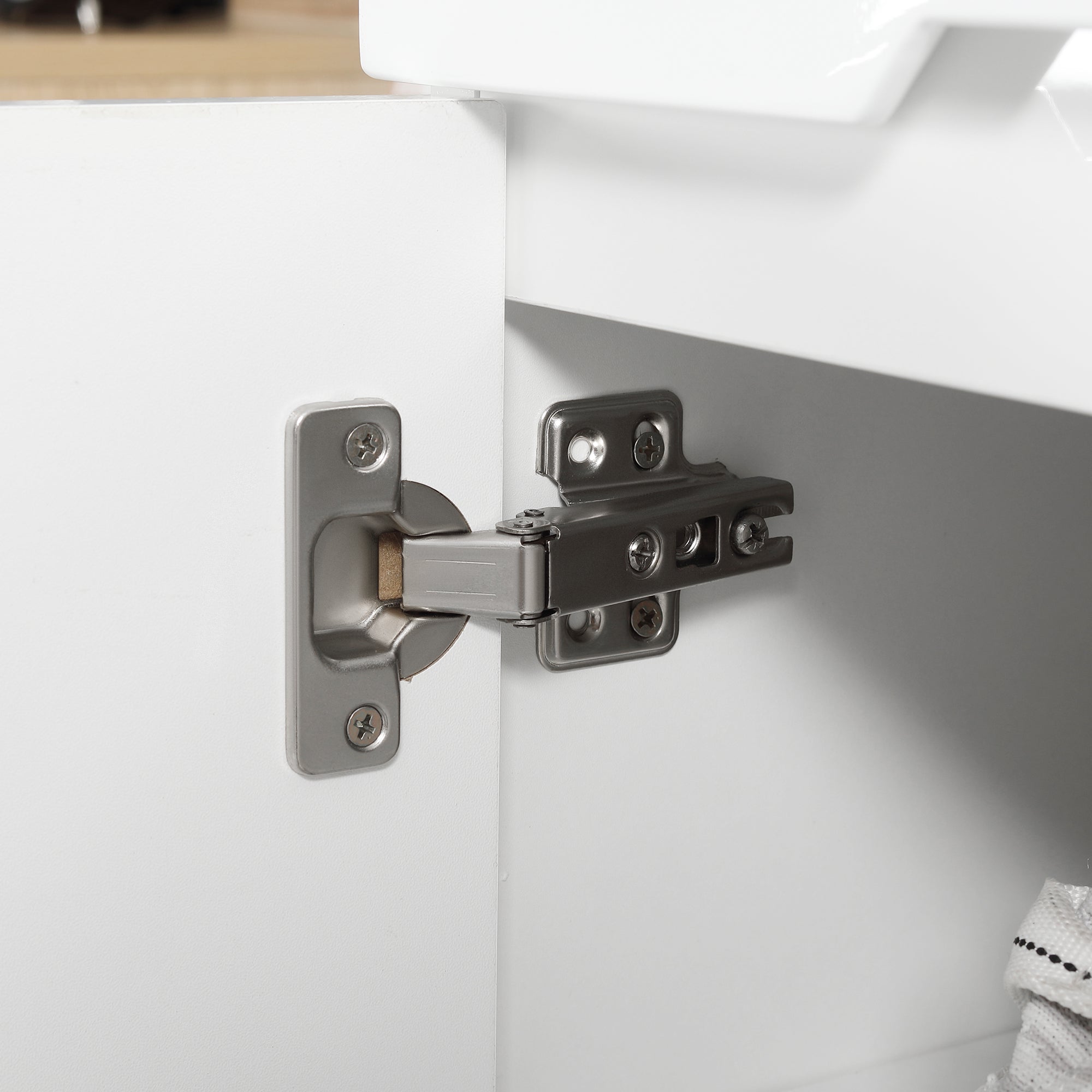 Slim Shoe Cabinet for up to 12 Pairs of Shoes for Entryways and Hallways with 3 Adjustable Shelves and Drawer, in Glossy White Chipboard, 60x32x100 cm