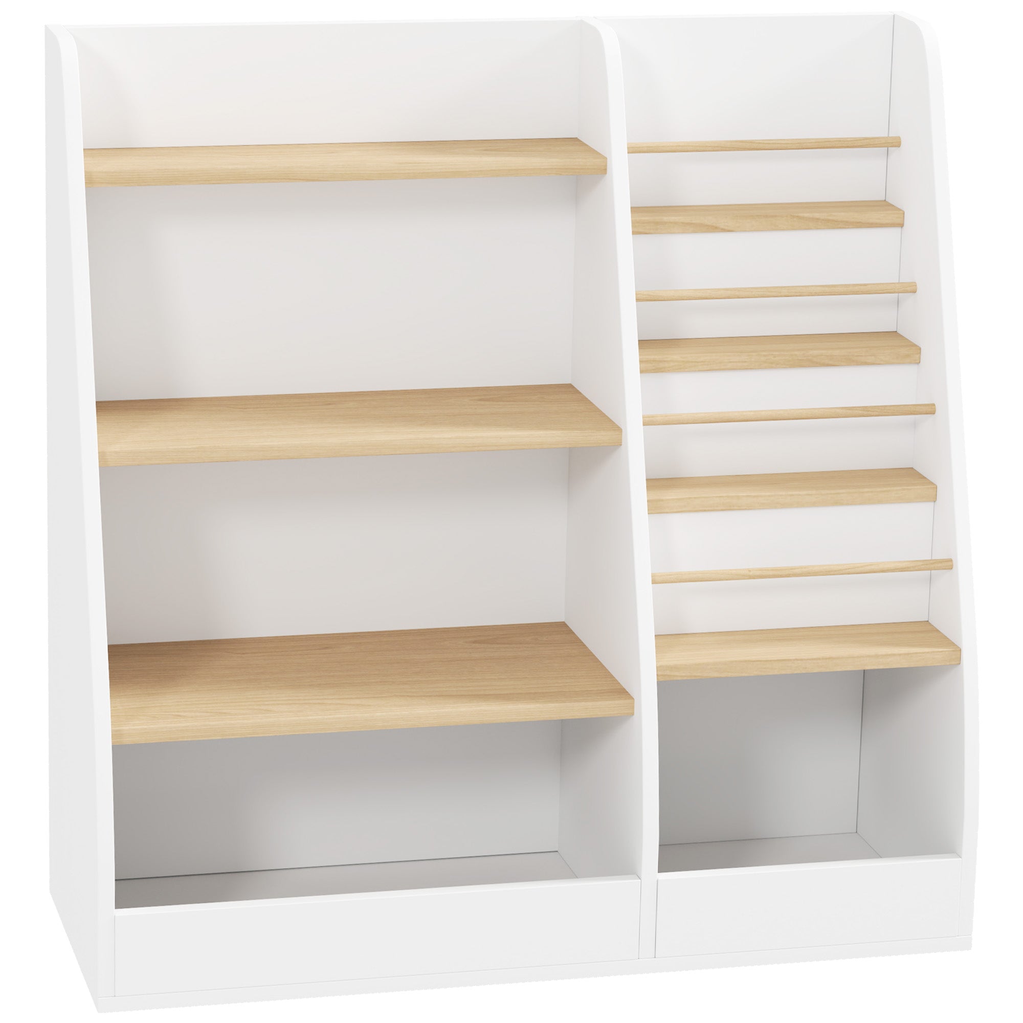 Children's Bookshelf, Kids Book Storage 4 Levels, Book Stand, Storage Grid, Toy Storage Cabinet, Children's Room and Playroom Shelf, White