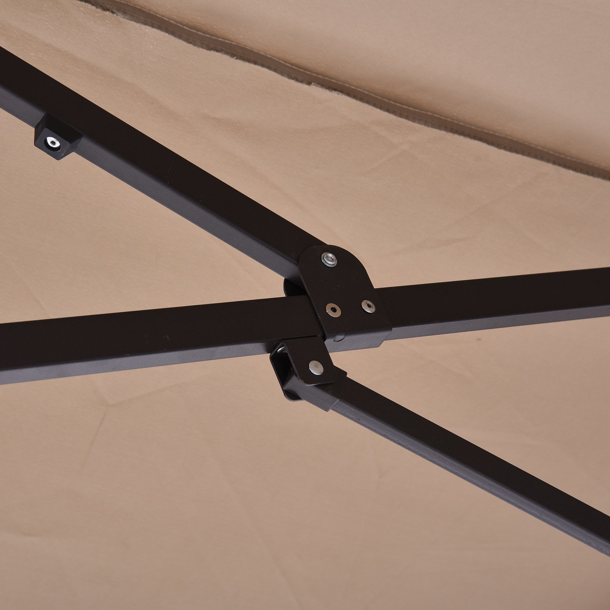 Double Sun Umbrella 455 x 265 cm, UV Protection Parasol with Crank, Balcony Beach Umbrella Windproof Crank Umbrella Sun Protection for Beach Balcony Garden, Light Coffee