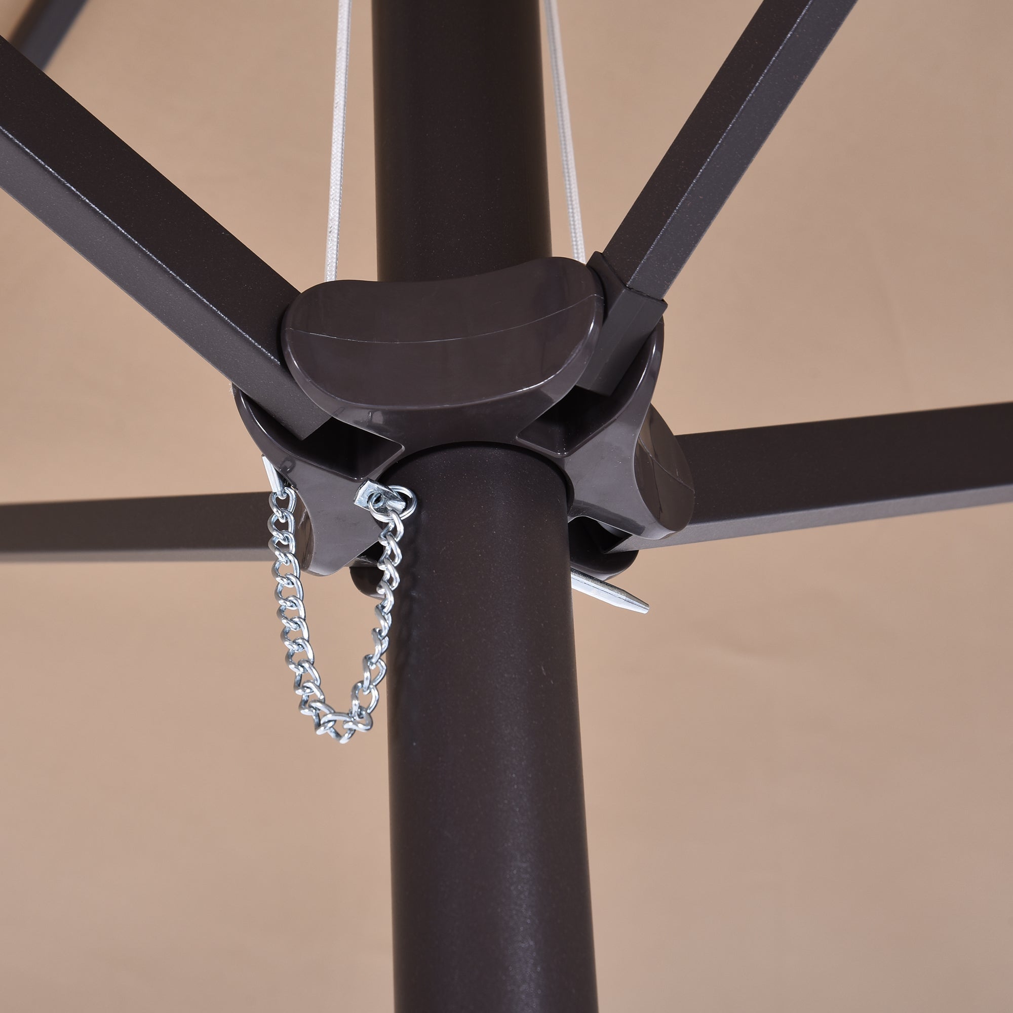 Double Sun Umbrella 455 x 265 cm, UV Protection Parasol with Crank, Balcony Beach Umbrella Windproof Crank Umbrella Sun Protection for Beach Balcony Garden, Light Coffee