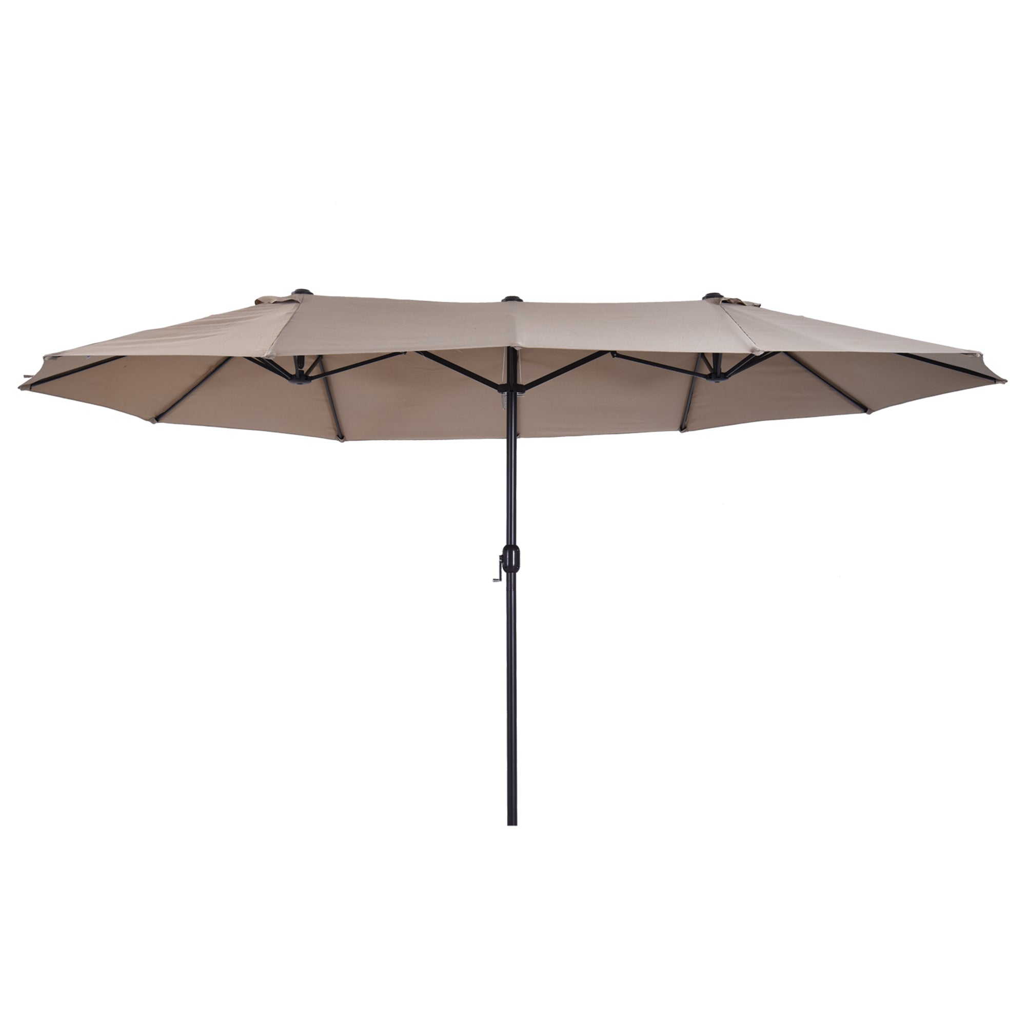 Double Sun Umbrella 455 x 265 cm, UV Protection Parasol with Crank, Balcony Beach Umbrella Windproof Crank Umbrella Sun Protection for Beach Balcony Garden, Light Coffee