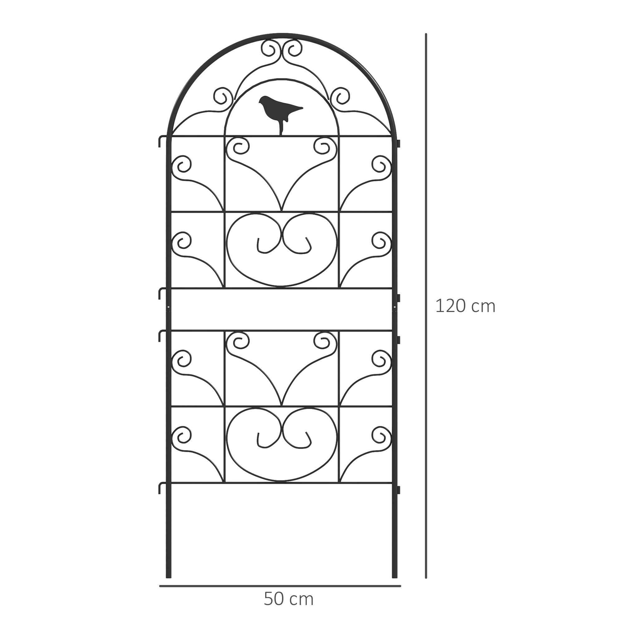 Metal Trellis 2-Piece Set for Planting Rust-Free Trellis with Bird Design for Climbing Plants 19.7x47.2 inches Trellis for Houseplants Plant Trellis for Tomatoes Flowers Climbing Plants Black