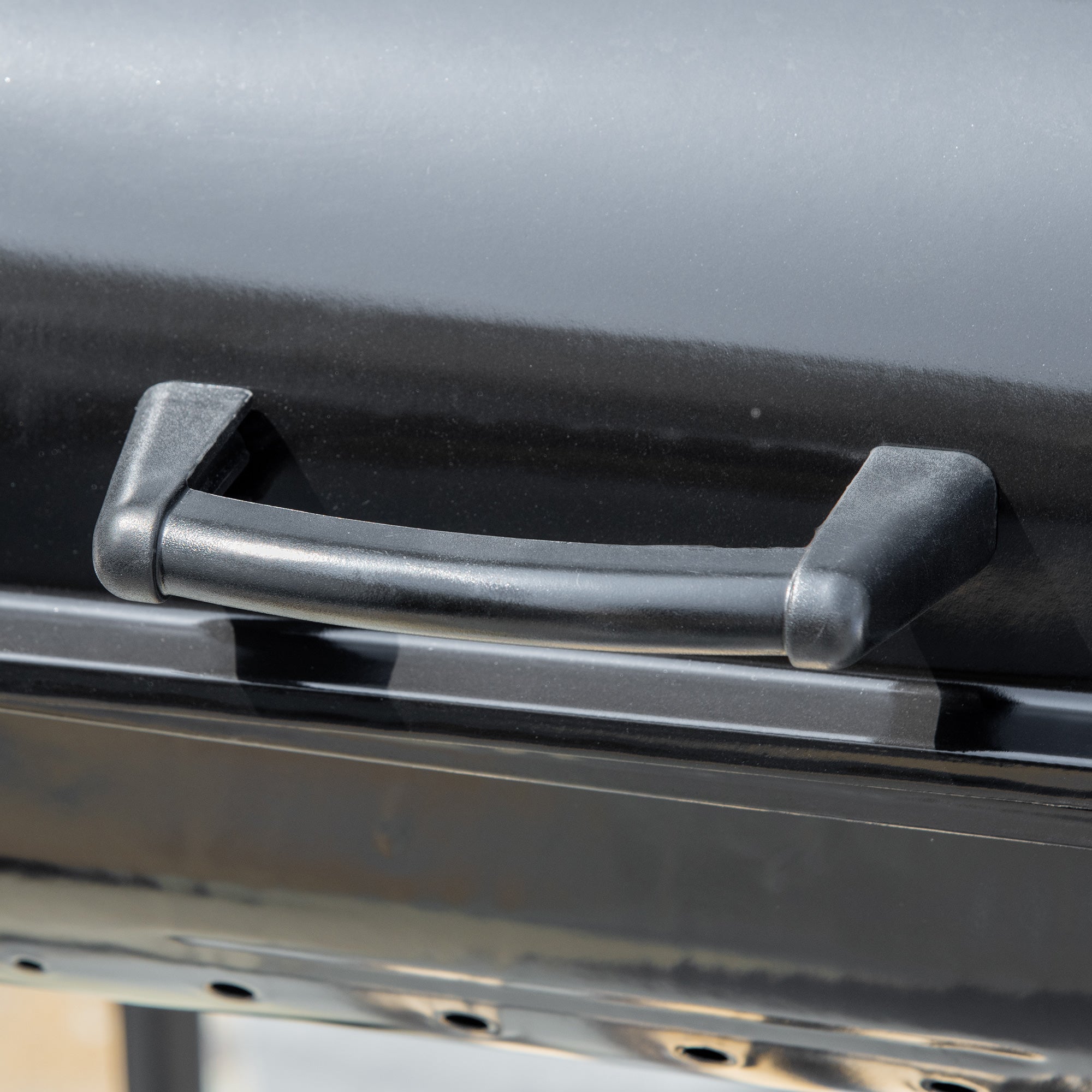 Charcoal BBQ with Shelves and Wheels, Wood BBQ with Lid and Air Vent, BBQ with Spatula, Tongs, Knife and Grill, Black