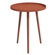 Garden Side Table, weatherproof outdoor table with raised edge, steel balcony table, round coffee table loadable up to 20kg, Ø40x50H cm, coffee table for outdoor indoor balcony terrace Red