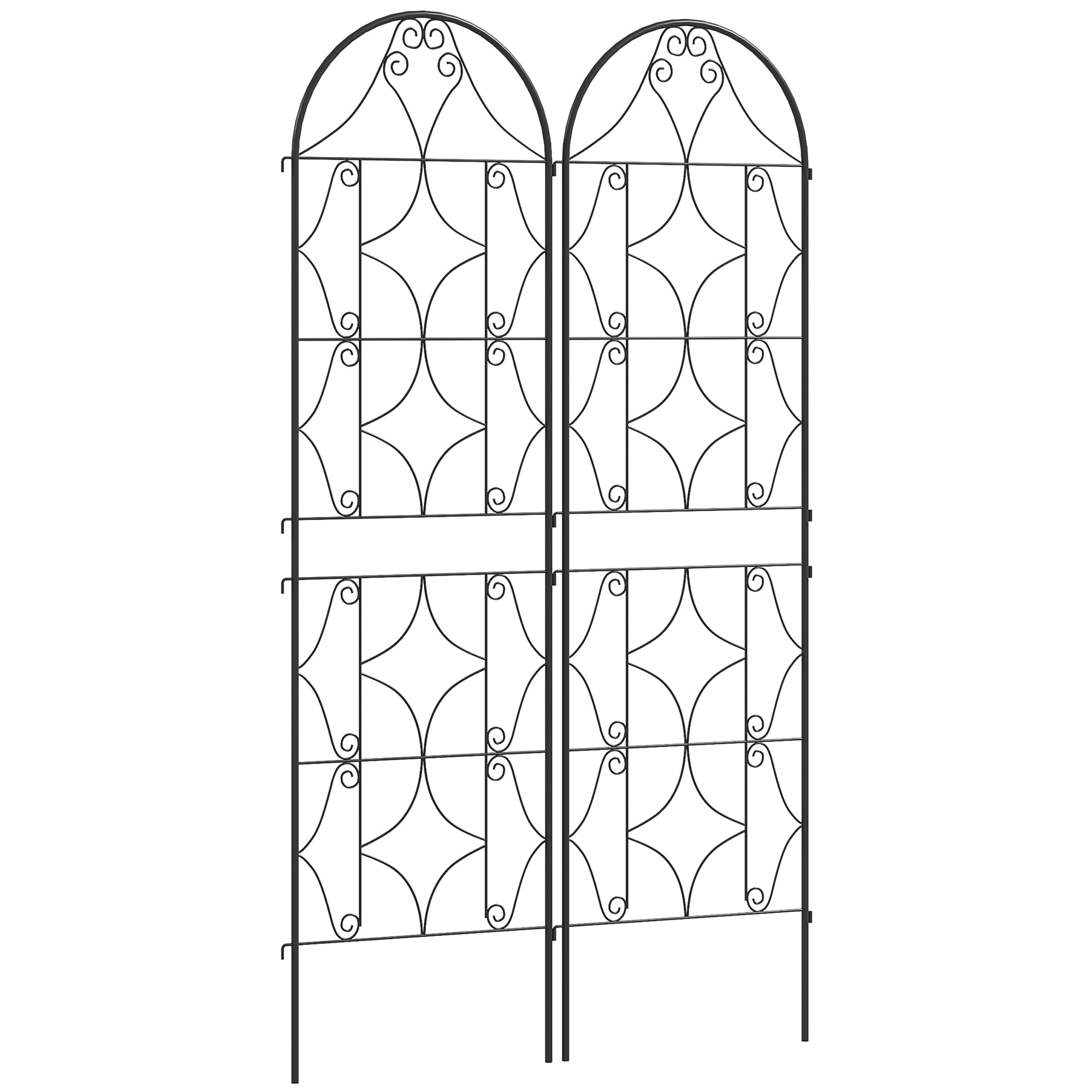 Irregular Pattern Climbing Plant Support, Set of 2, Garden Trellis for Vegetables, Vines, Flowers, Metal, 50 x 180 cm, Black