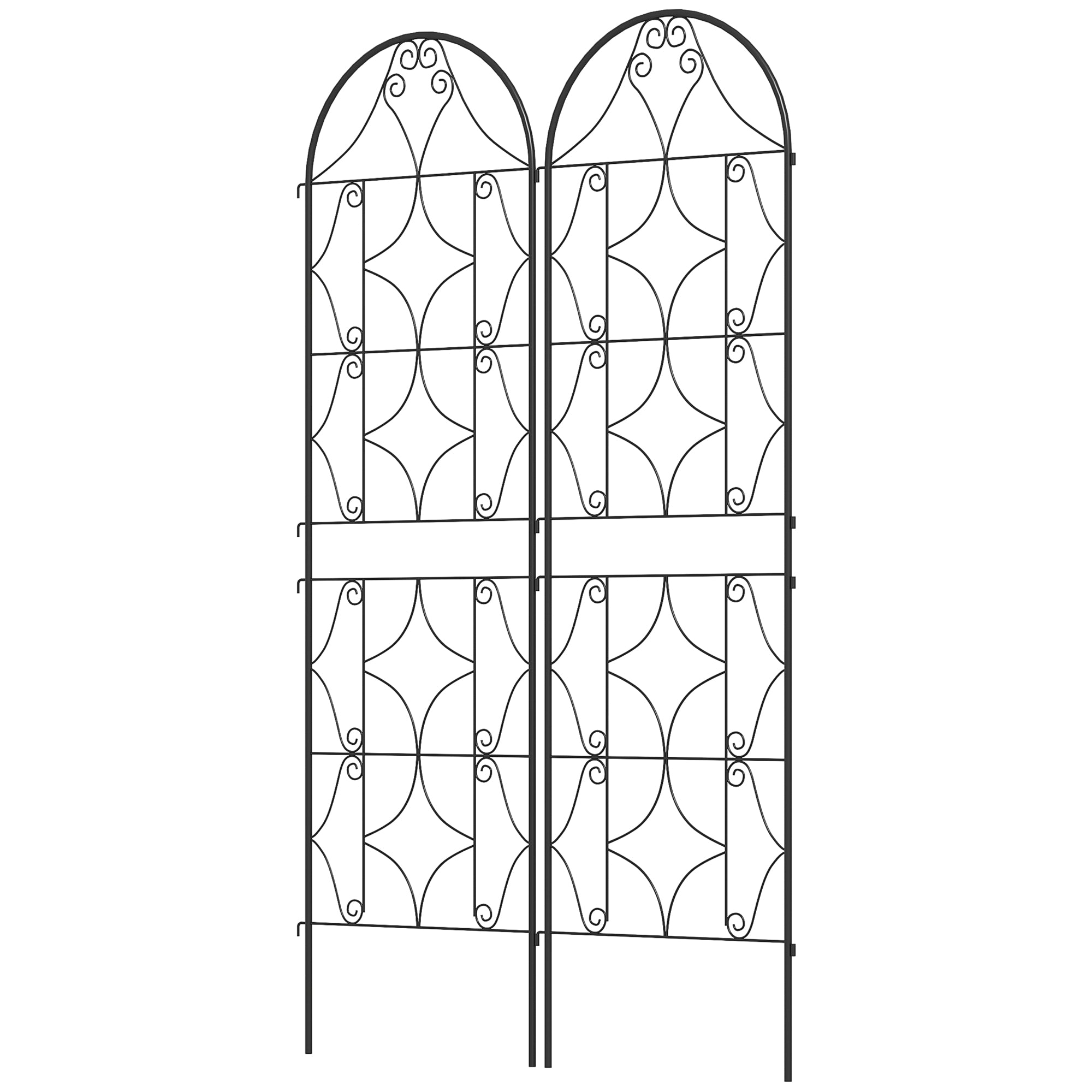 Irregular Pattern Climbing Plant Support, Set of 2, Garden Trellis for Vegetables, Vines, Flowers, Metal, 50 x 180 cm, Black