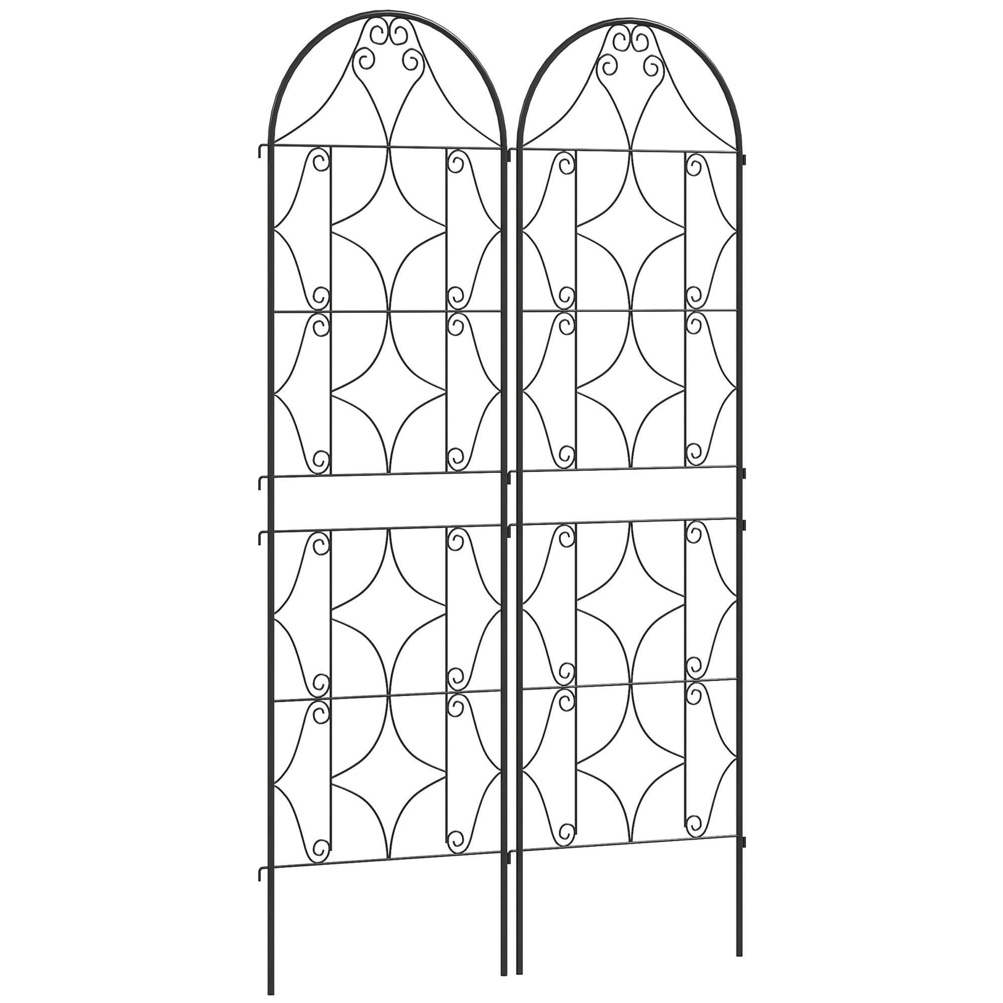 Irregular Pattern Climbing Plant Support, Set of 2, Garden Trellis for Vegetables, Vines, Flowers, Metal, 50 x 180 cm, Black