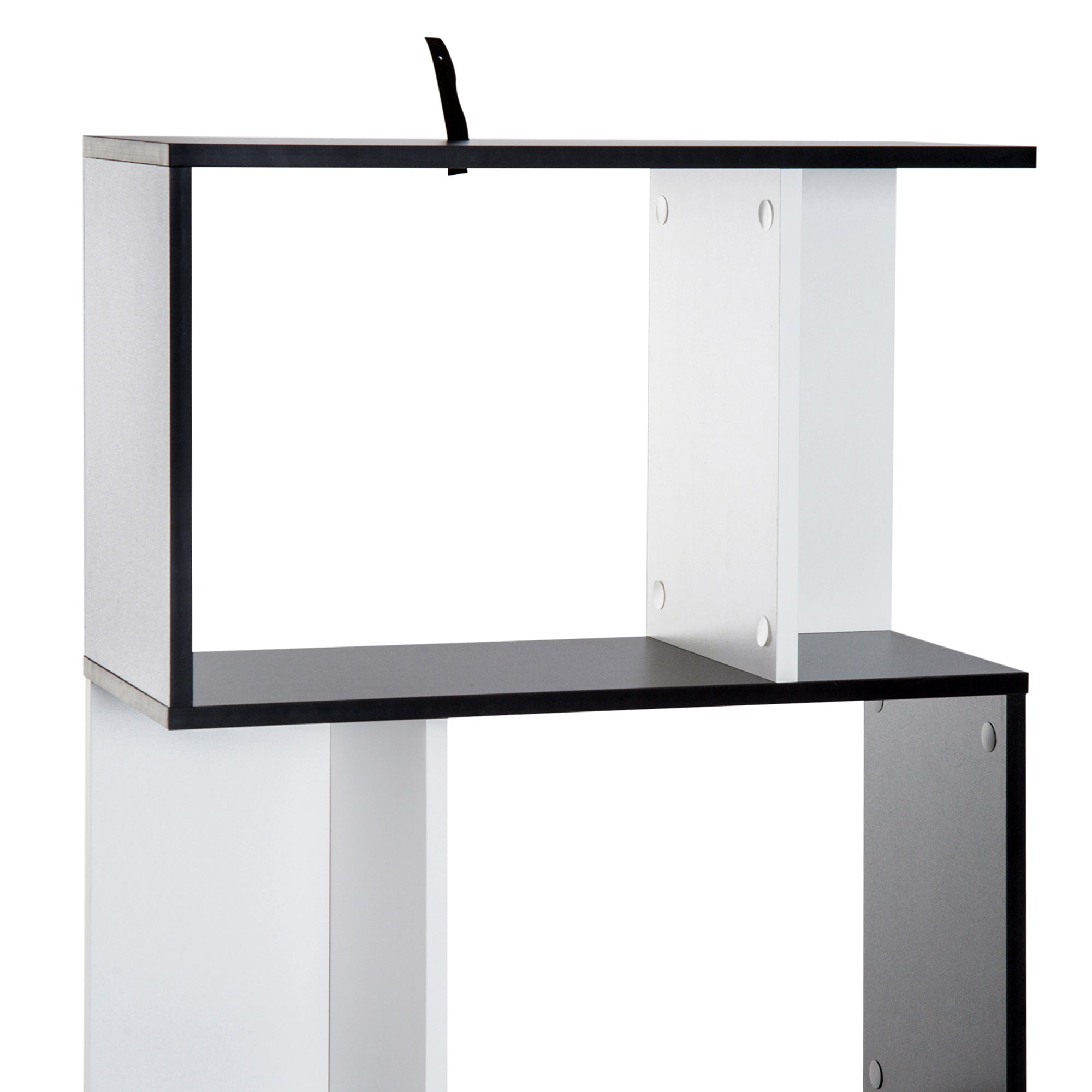 Contemporary Design S-shaped Bookshelf Storage Furniture 4 Shelves 60L x 24W x 148H cm Black White