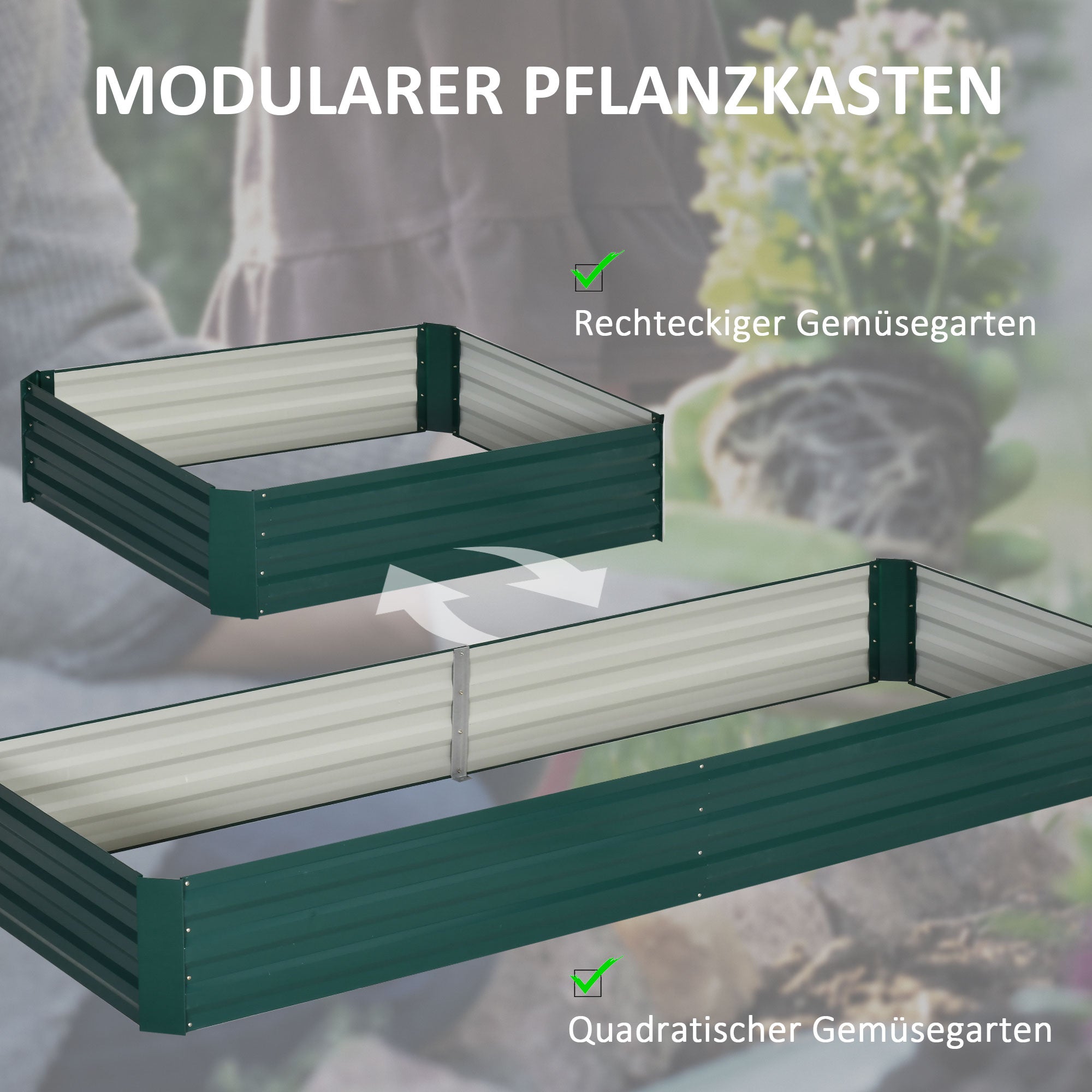 Steel Raised Bed, Planting Box Cold Frame Garden Bed Planter Interlocking, Plant Box Flower Pot Vegetable Bed 241x90.5x30cm for Garden Terrace, for Flowers, Plants, Fruit, Vegetables, Dark Green