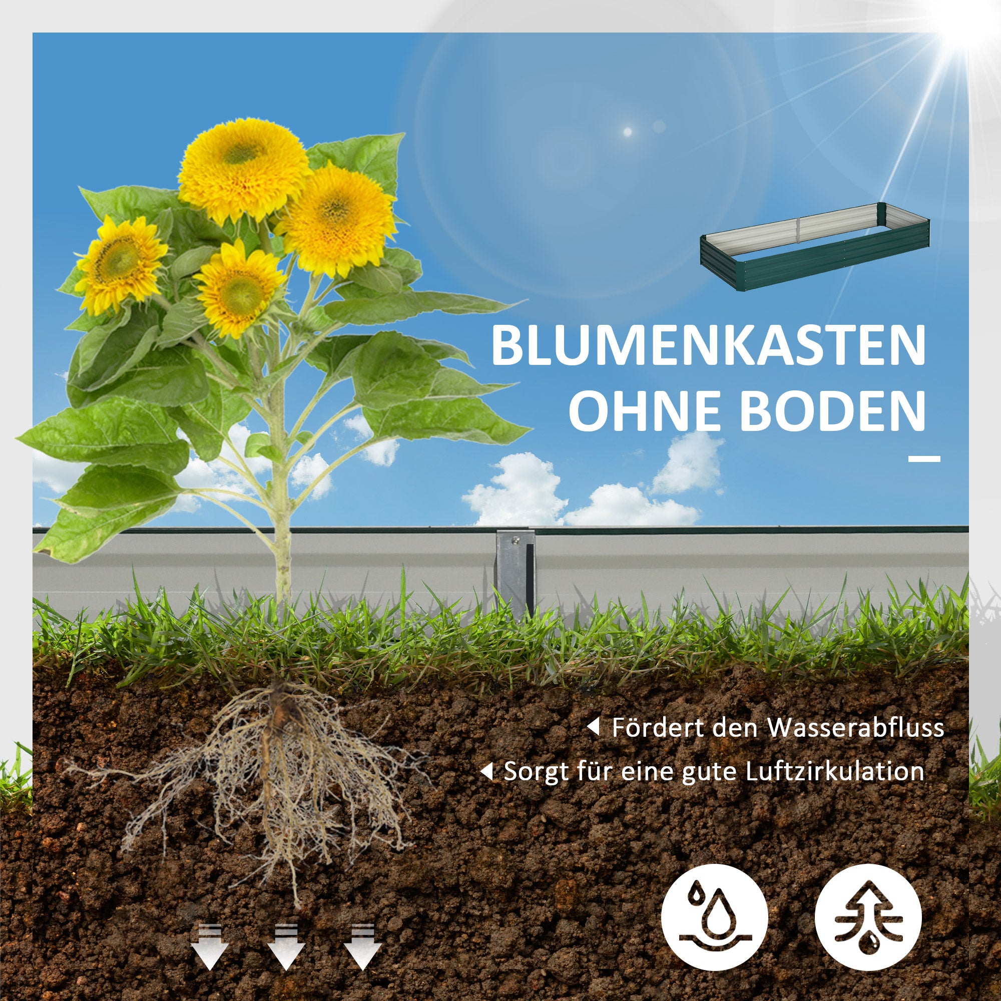 Steel Raised Bed, Planting Box Cold Frame Garden Bed Planter Interlocking, Plant Box Flower Pot Vegetable Bed 241x90.5x30cm for Garden Terrace, for Flowers, Plants, Fruit, Vegetables, Dark Green