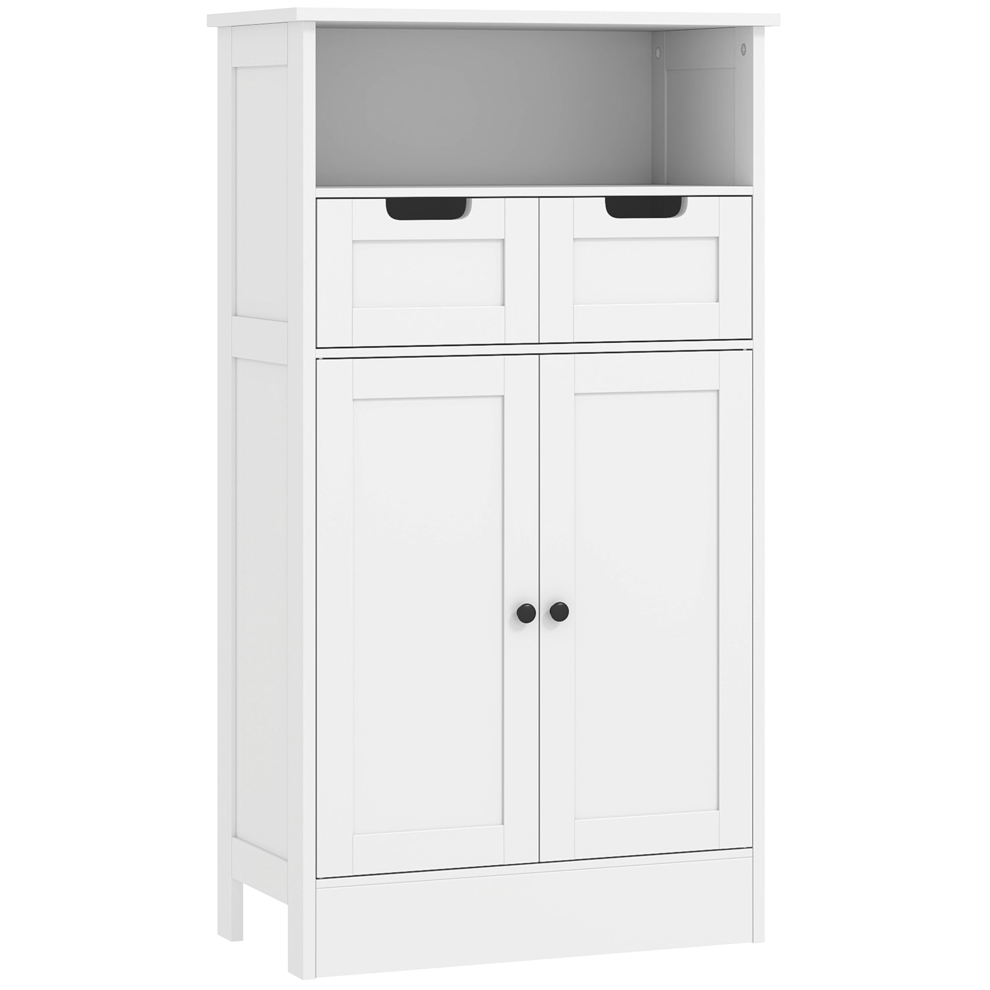 Bathroom Cabinet Bathroom Cabinet Tall Cabinet with Adjustable Shelf, 2 Drawers, 2 Doors, Cabinet Storage Cabinet for Bathroom, Living Room 60 x 30 x 108.8 cm White