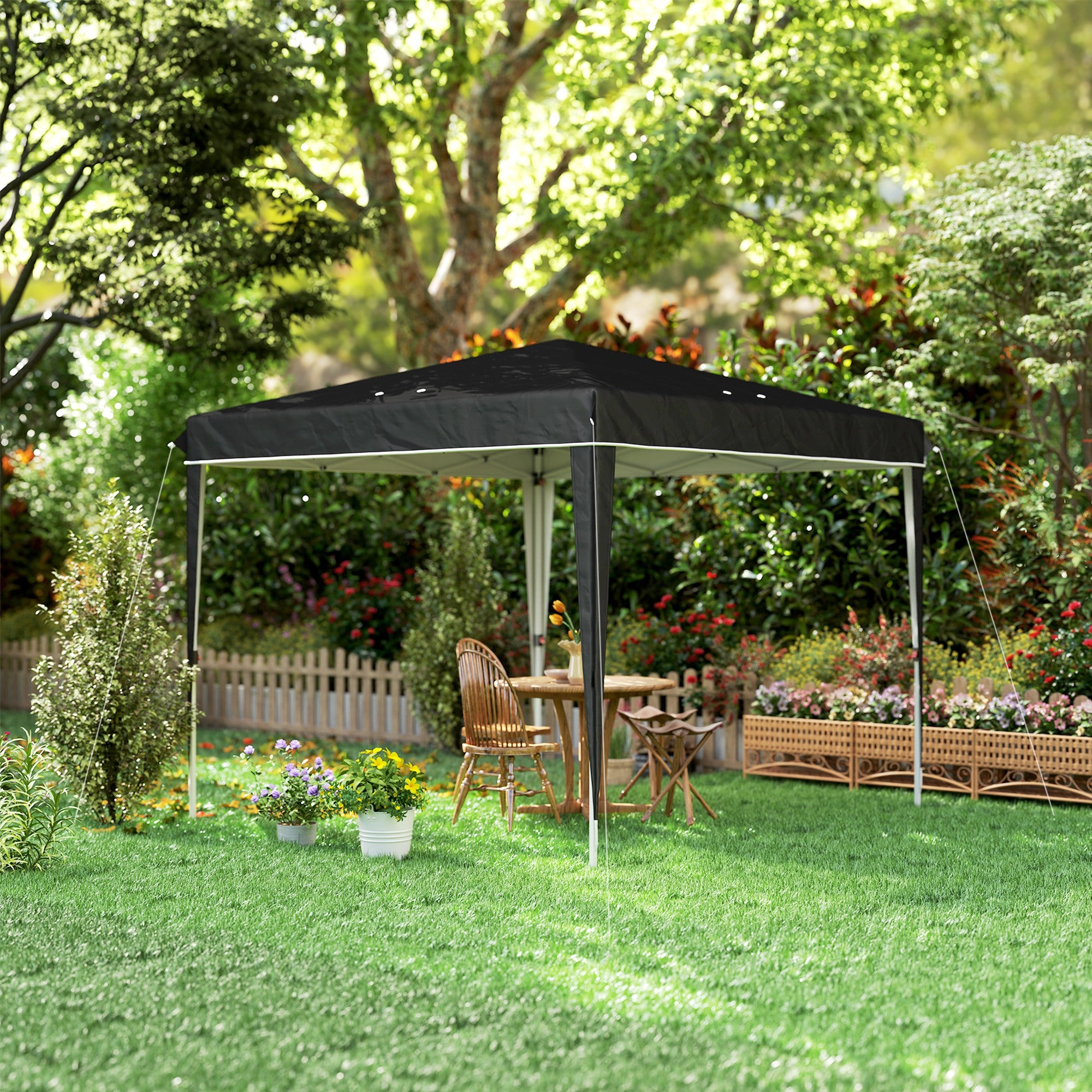 Gazebo 3x3 m Foldable Pop Up Adjustable Height with Drainage Holes, Outdoor Gazebo in Metal and Oxford Fabric with Carrying Bag, UV50+, for Garden, Parties, Camping, Black