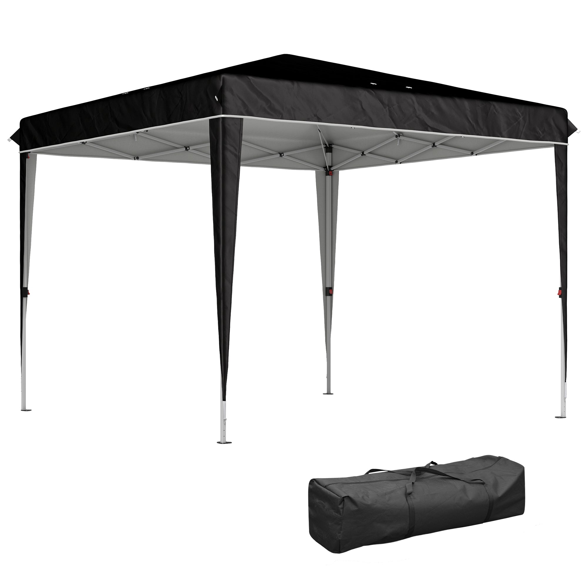 Gazebo 3x3 m Foldable Pop Up Adjustable Height with Drainage Holes, Outdoor Gazebo in Metal and Oxford Fabric with Carrying Bag, UV50+, for Garden, Parties, Camping, Black