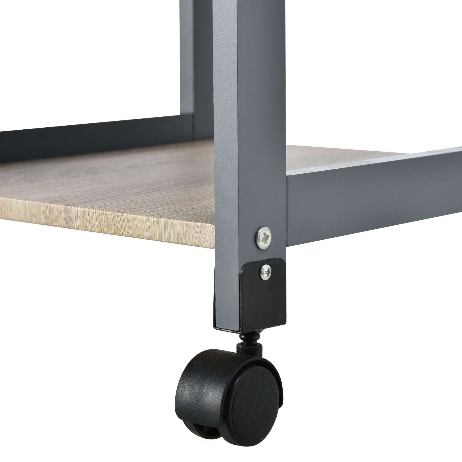 Kitchen Service Cart Trolley with Wheels 2 Shelves + Removable Tray + Drawer Pine Wood MDF Gray Light Oak