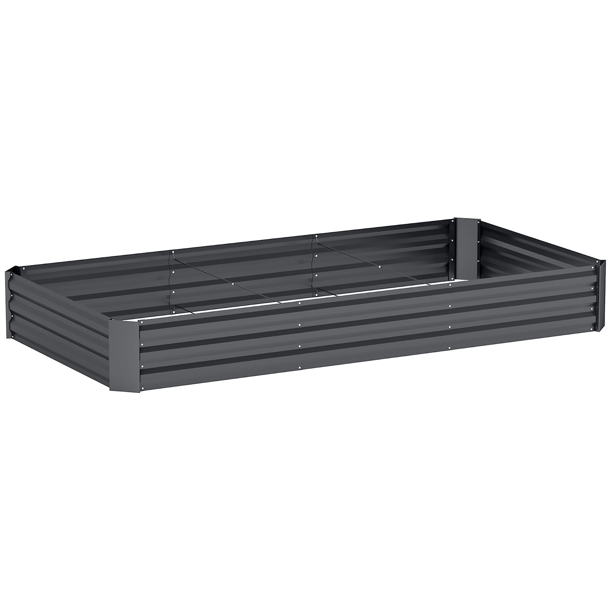 Outdoor Planter, Rectangular Garden Vegetable Raised Bed with Safety Edge and Open Bottom, for Flowers, Herbs, 240 x 120 x 30 cm, Dark Gray