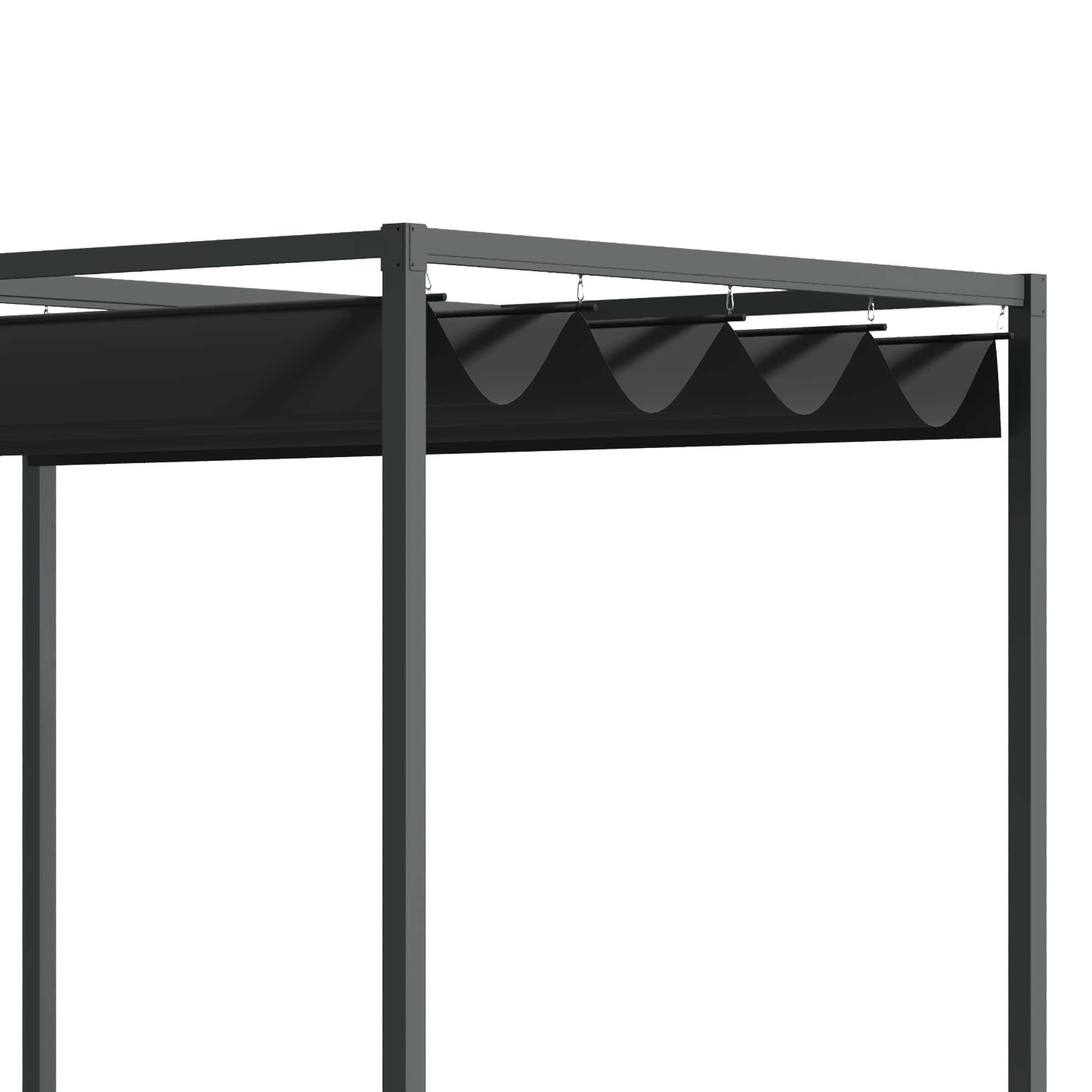Pergola approx. 3x2m Garden Pavilion Terrace Roofing Metal Freestanding Garden Pavilion with Adjustable Roof, UV Protection, Sun Protection for Terrace and Garden, Black+Grey