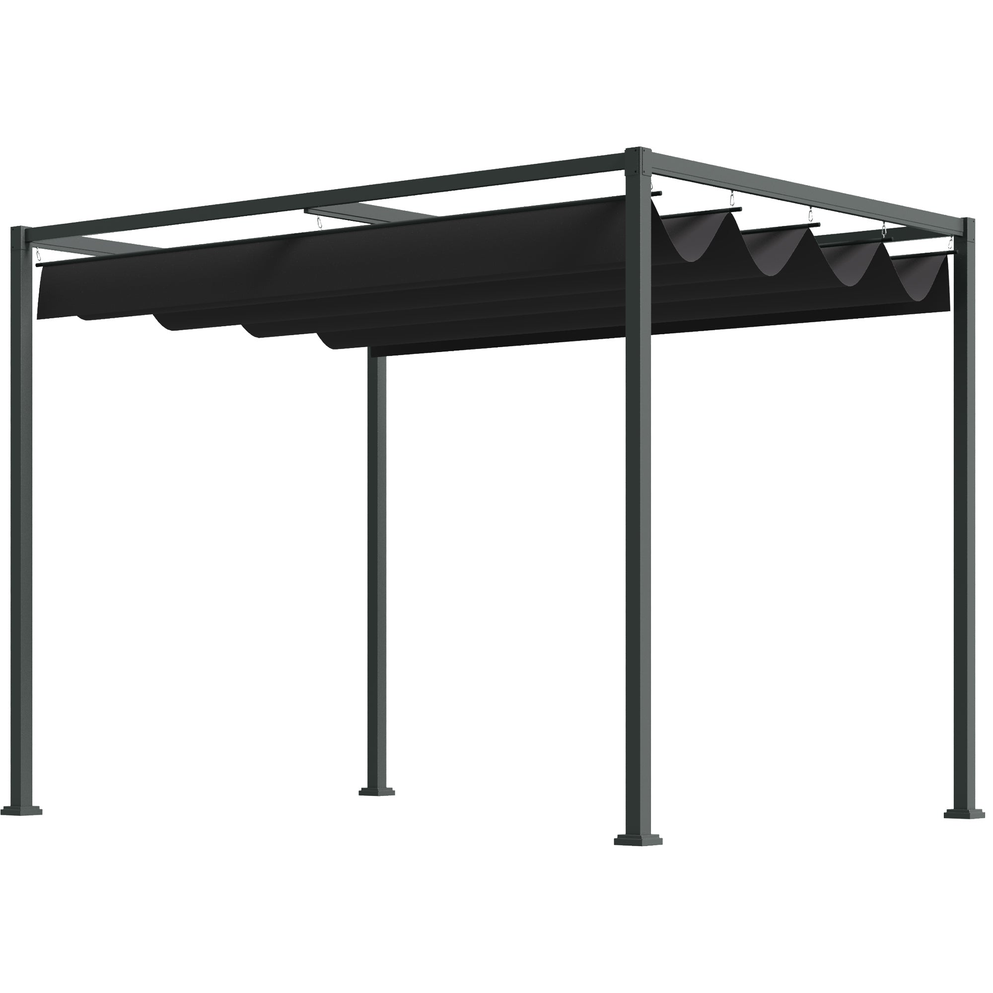 Pergola approx. 3x2m Garden Pavilion Terrace Roofing Metal Freestanding Garden Pavilion with Adjustable Roof, UV Protection, Sun Protection for Terrace and Garden, Black+Grey