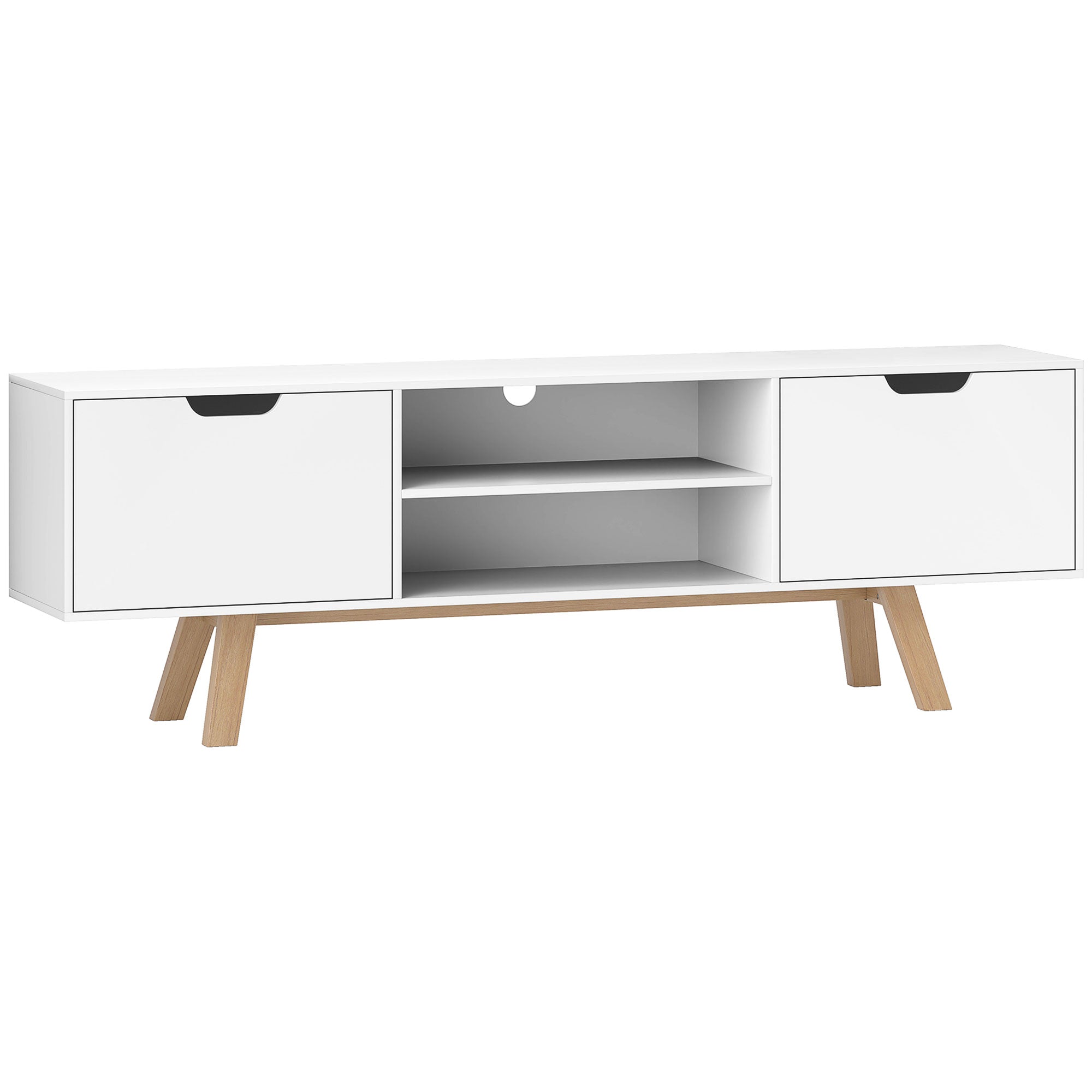 TV cabinet, TV stand for TVs up to 65 inches, lowboard with 2 cabinets and 2 shelves, TV cabinet for living room, 150 x 39 x 50 cm White