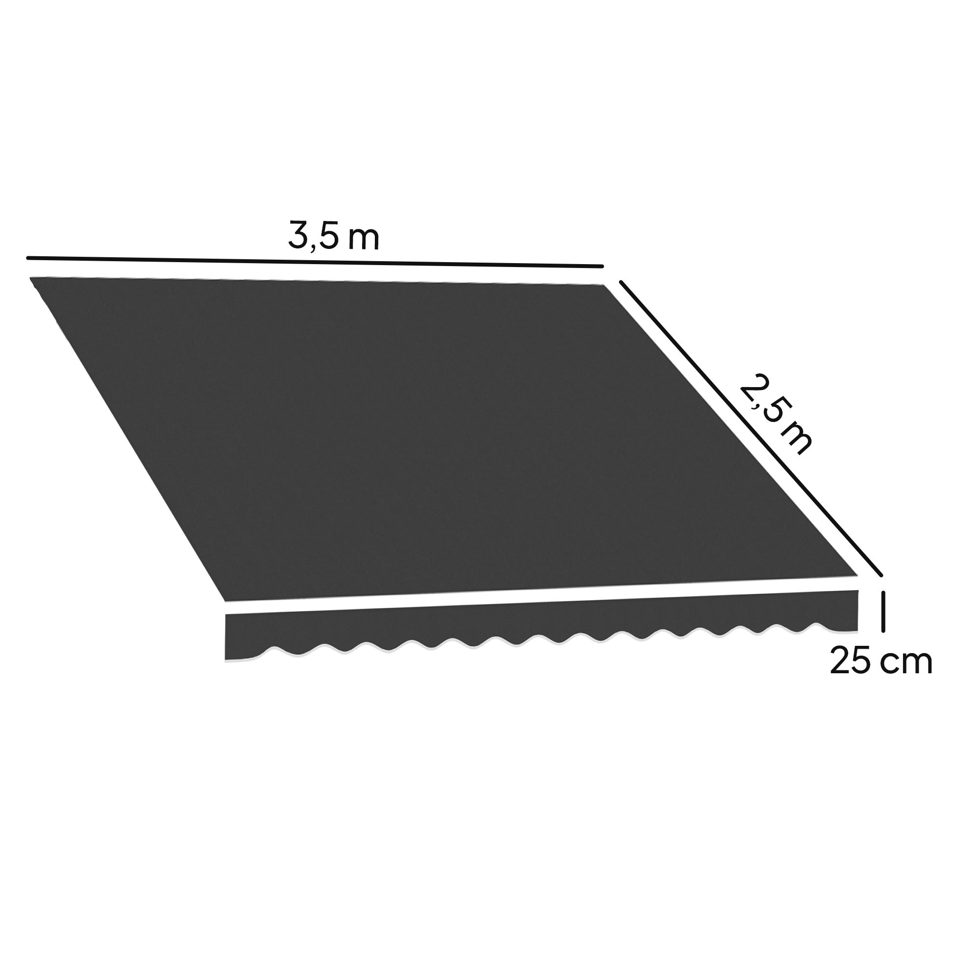 Replacement Awning Fabric with UV Protection, Water-Resistant for 3.5 x 2.5 m Frame — Dark Gray