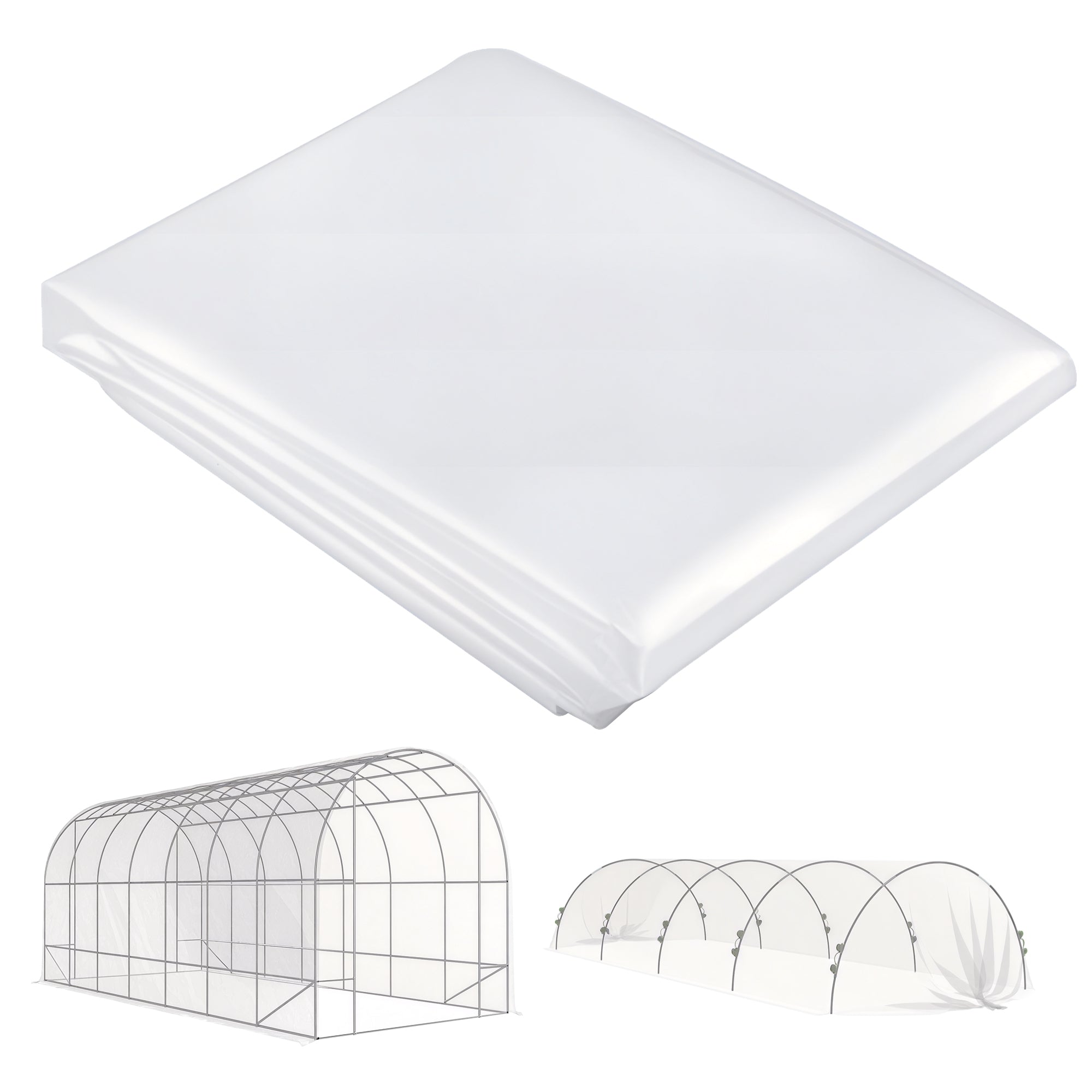 Greenhouse Film 7x8 m Waterproof Garden Cover with UV Protection, Extra Thick Tear-Resistant Plastic Film, Cover for Greenhouse, Tunnel Film for Outdoor Area Transparent