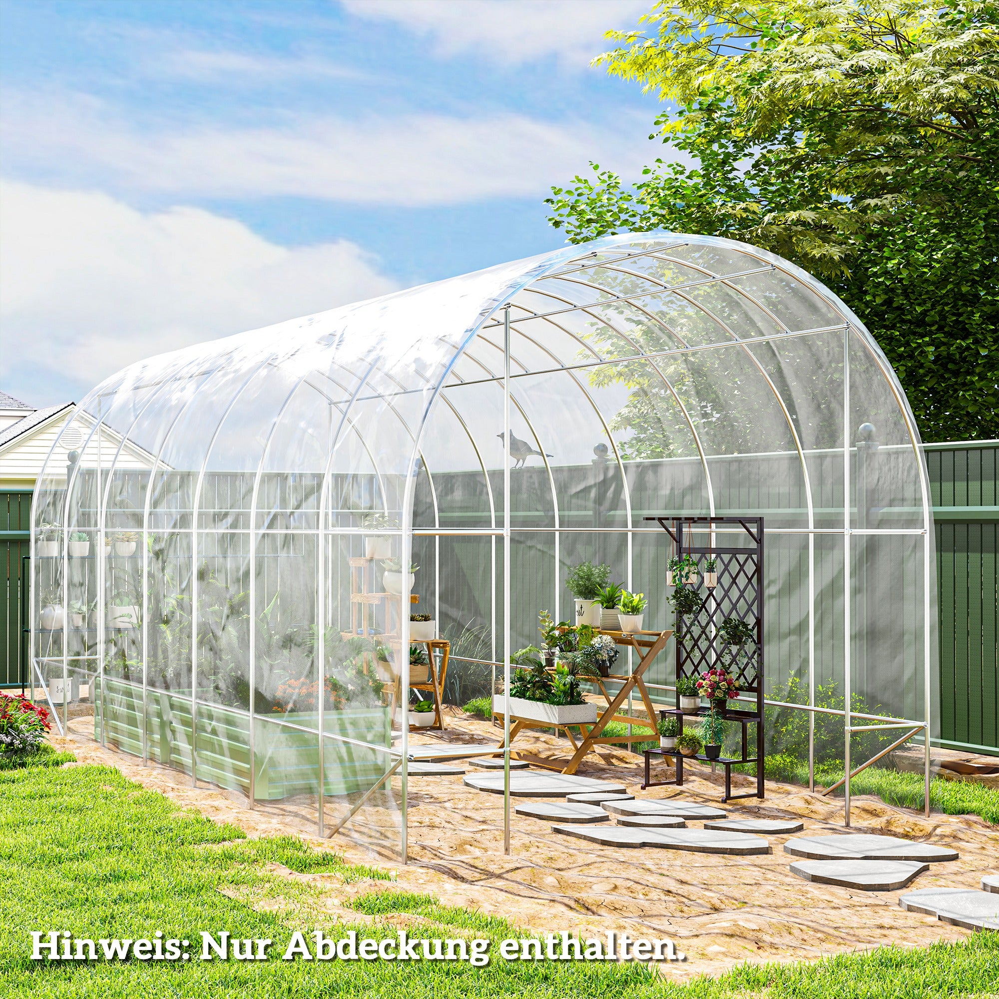 Greenhouse Film 7x8 m Waterproof Garden Cover with UV Protection, Extra Thick Tear-Resistant Plastic Film, Cover for Greenhouse, Tunnel Film for Outdoor Area Transparent