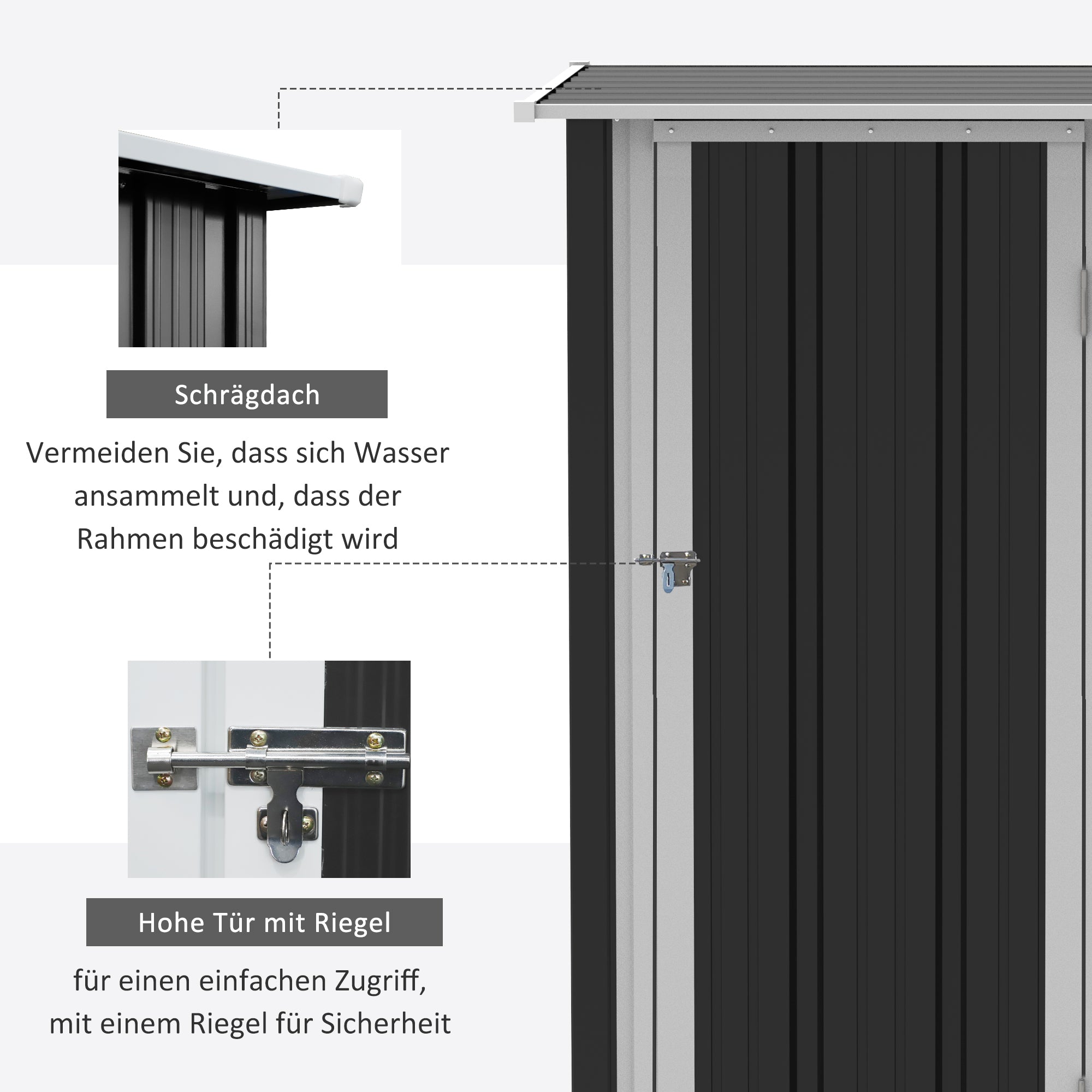 Garden Shed Tool Shed with Door Outdoor Steel Dark Grey 142 x 84 x 189 cm