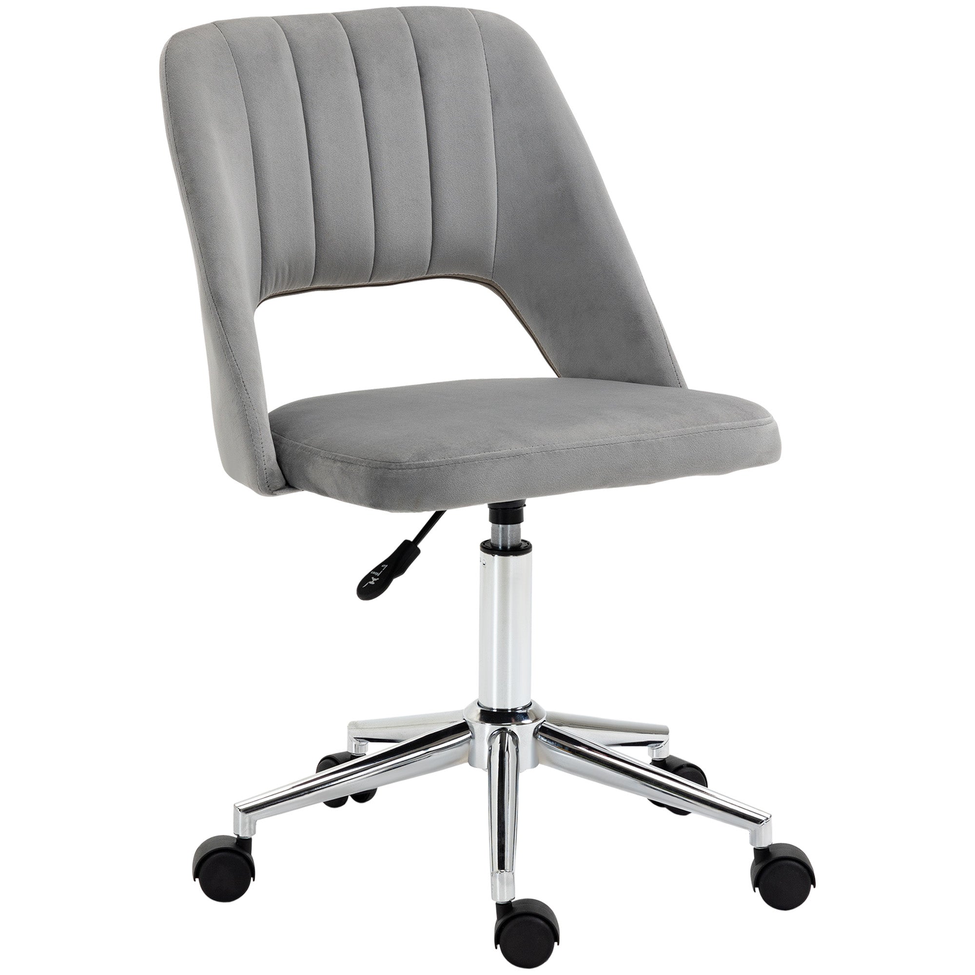 Ergonomic and Swivel Office Chair, Padded Desk Chair with Adjustable Height, Gray 49x60x79-91cm