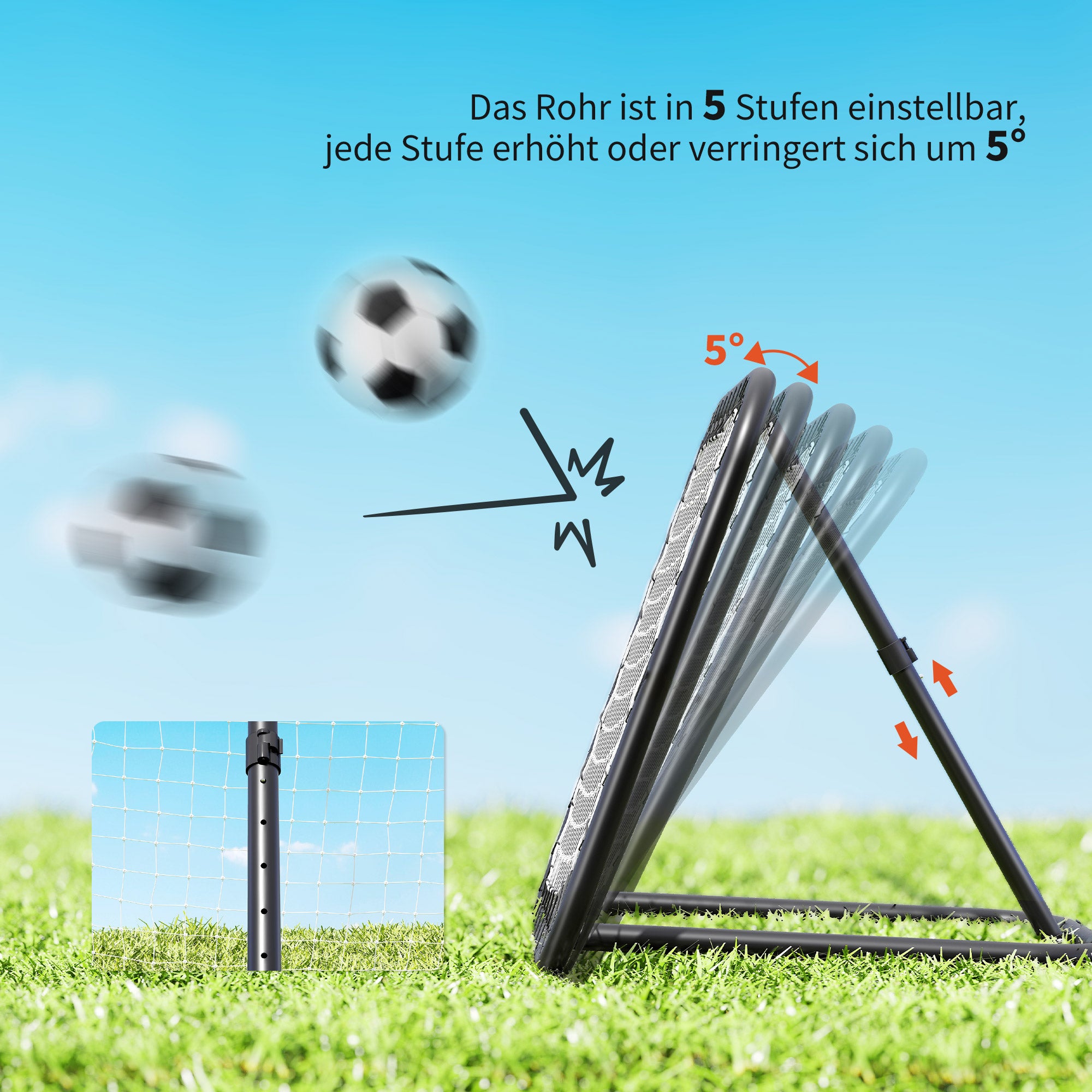 Football Rebounder, 78 x 84 cm Bounce Back Wall with Pegs, Adjustable in 5 Levels, Portable, Kickback Goal, Football Goal for Teenagers, Football Training Equipment for Baseball Training White