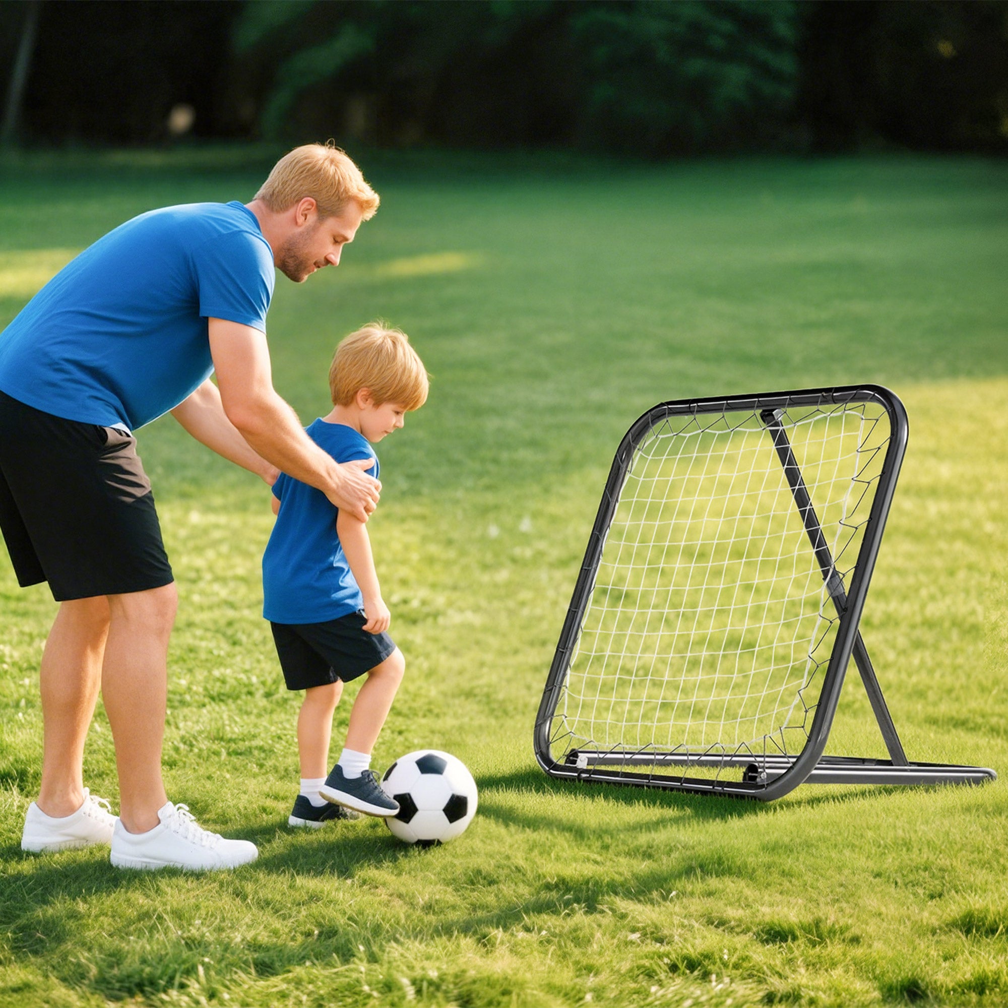 Football Rebounder, 78 x 84 cm Bounce Back Wall with Pegs, Adjustable in 5 Levels, Portable, Kickback Goal, Football Goal for Teenagers, Football Training Equipment for Baseball Training White
