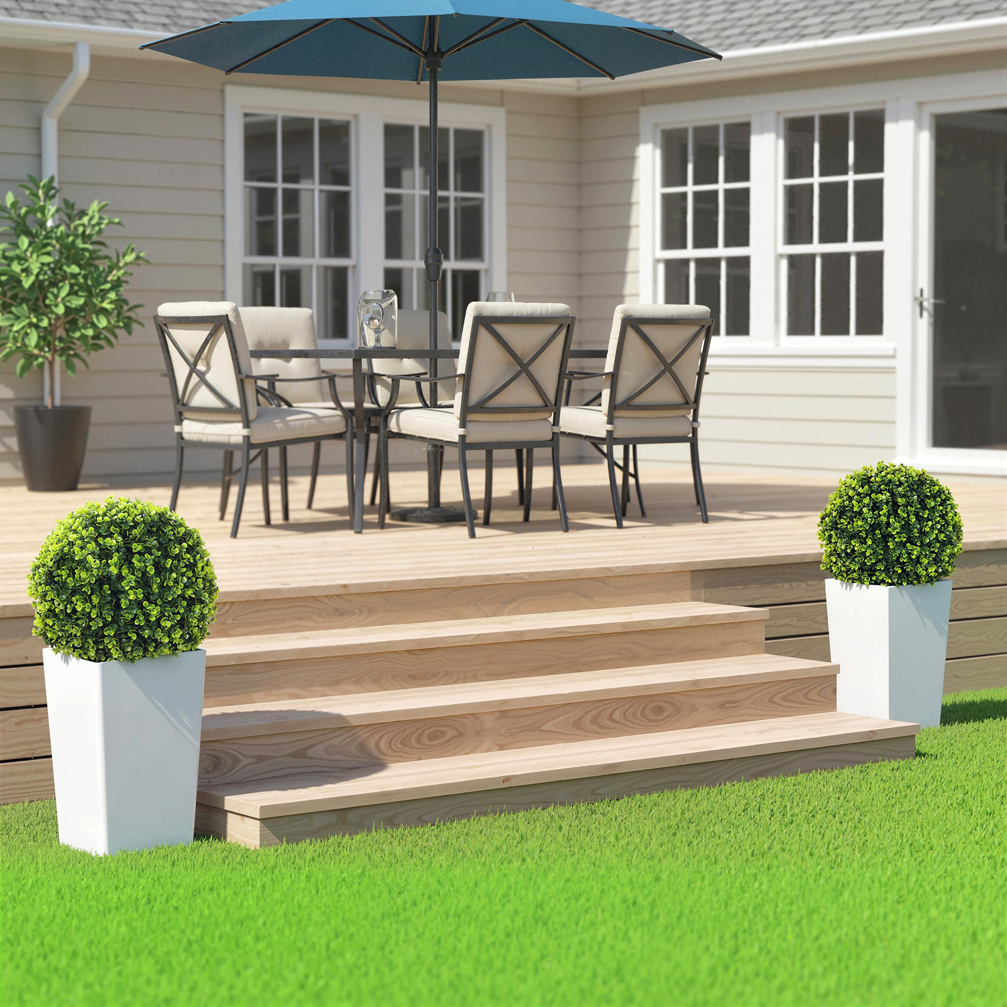 2-Pack Artificial Eucalyptus Topiary Balls, 25.6" Tall, 330 Leaves, Realistic UV-Protected Plastic Plants in Pots for Living Room, Bedroom, Office, Garden