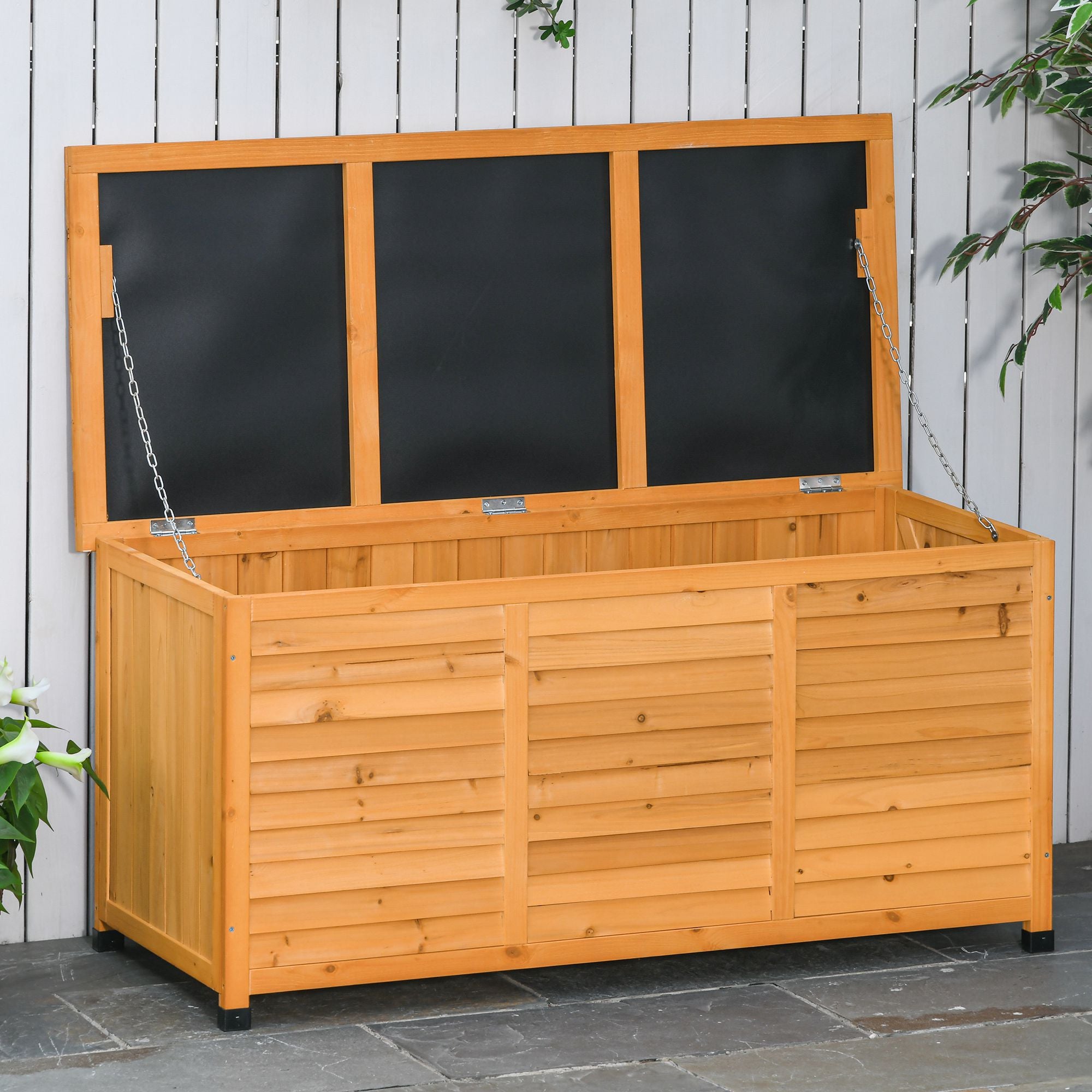 Garden Box, Cushion Box, Storage Box, Garden Chest, Weatherproof, Solid Wood, 127 x 56 x 60 cm Yellow