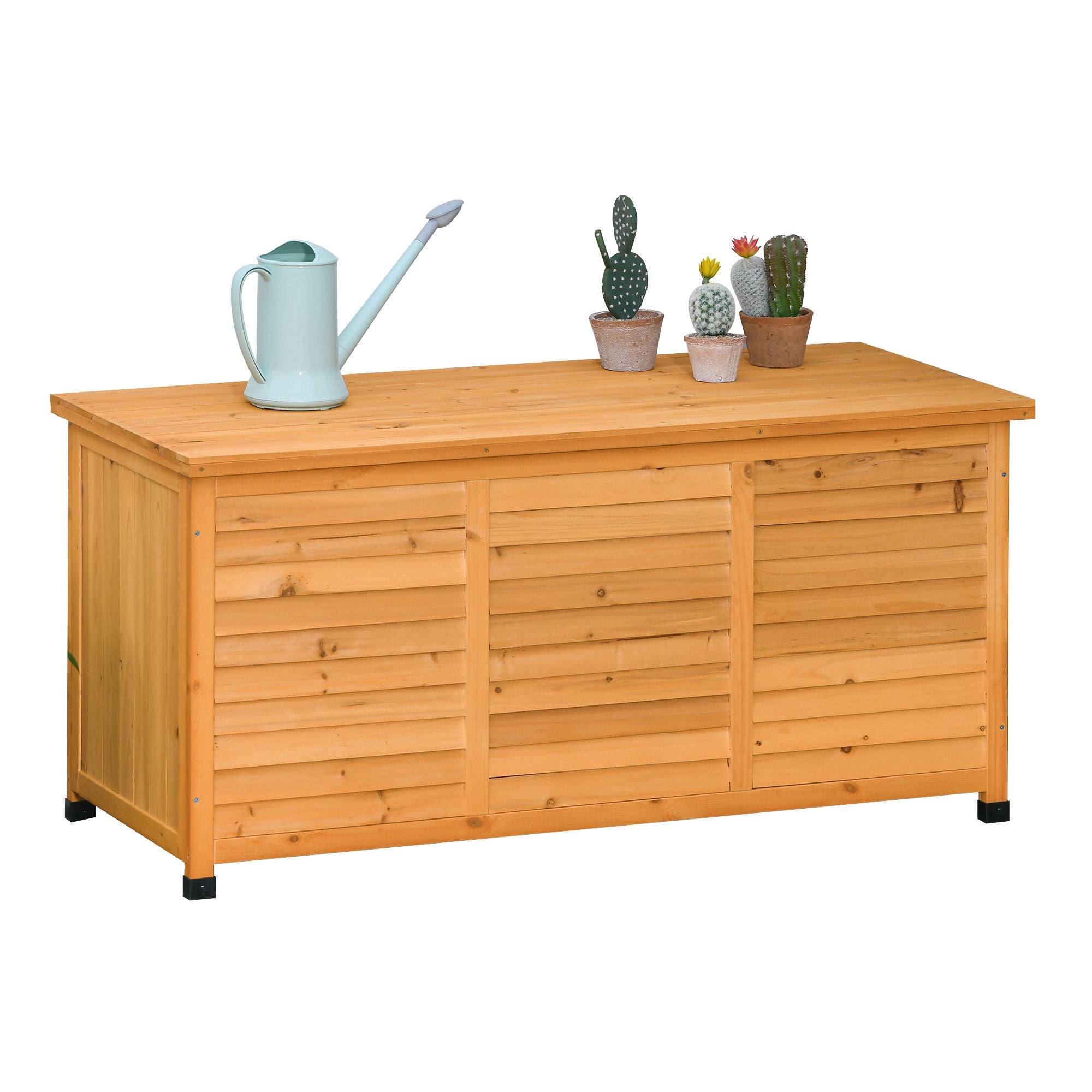 Garden Box, Cushion Box, Storage Box, Garden Chest, Weatherproof, Solid Wood, 127 x 56 x 60 cm Yellow