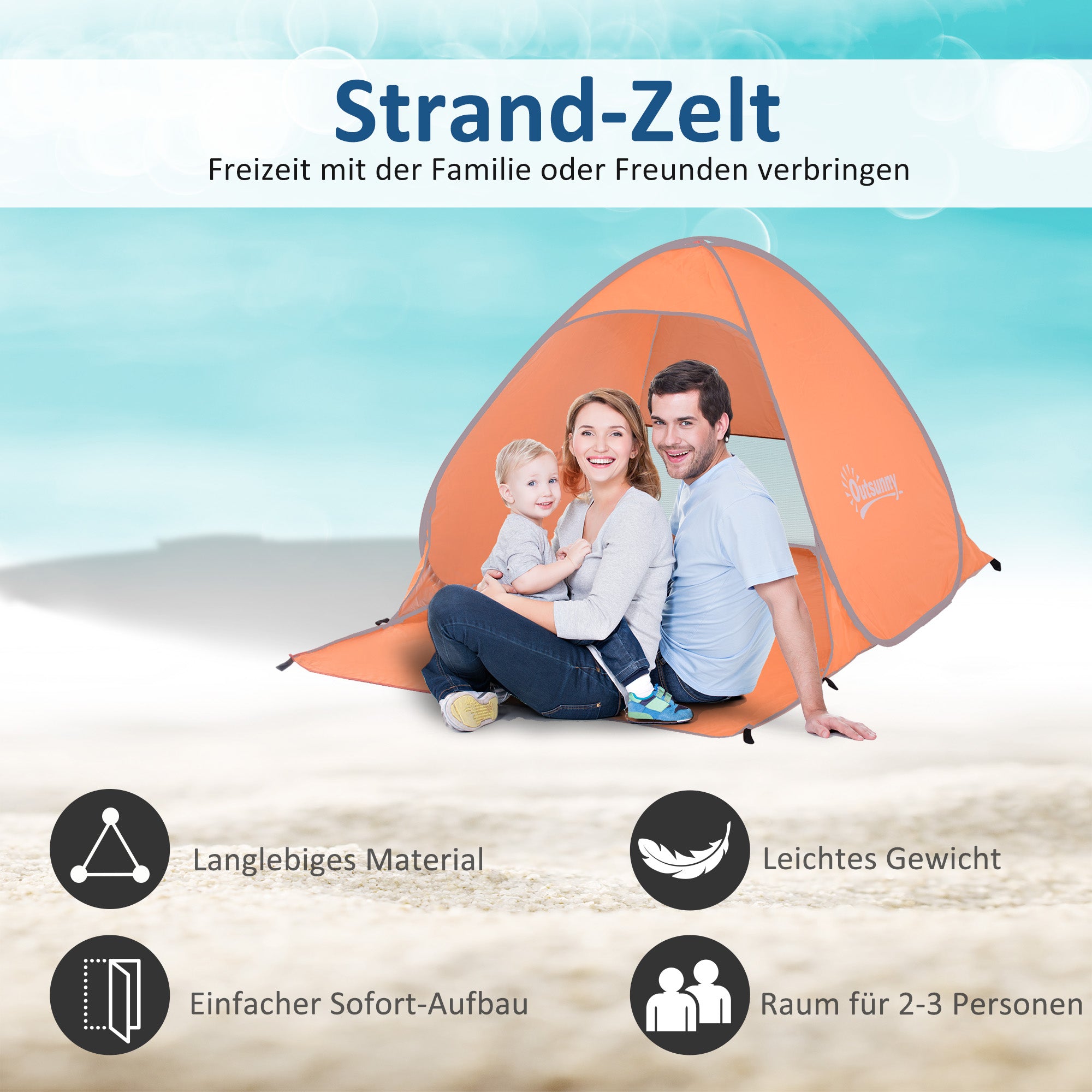 Pop-Up Beach Shelter Automatic Beach Tent with Window UV Protection Portable Pop-Up Tent, Beach Tent Windbreak Sun Protection for 2-3 People Small Pack Size