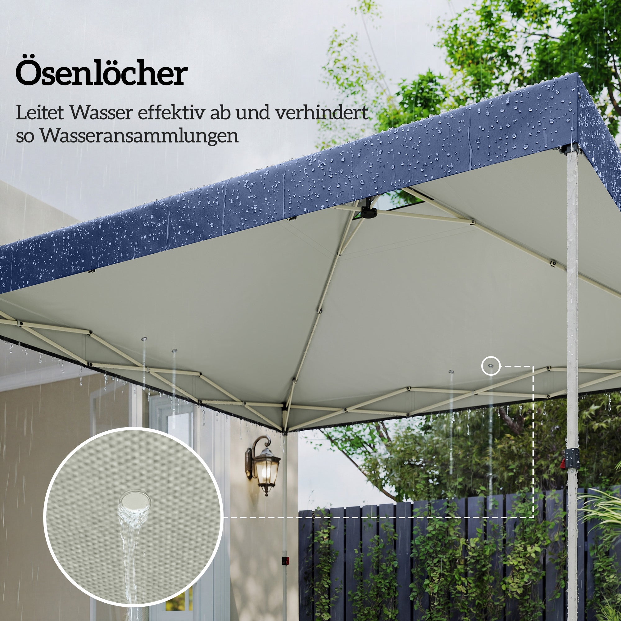 Replacement Canopy 3 x 3 m Gazebo Top with 8 Drainage Holes, UPF 50+ for Metal Garden Gazebo / Party Tent – Blue