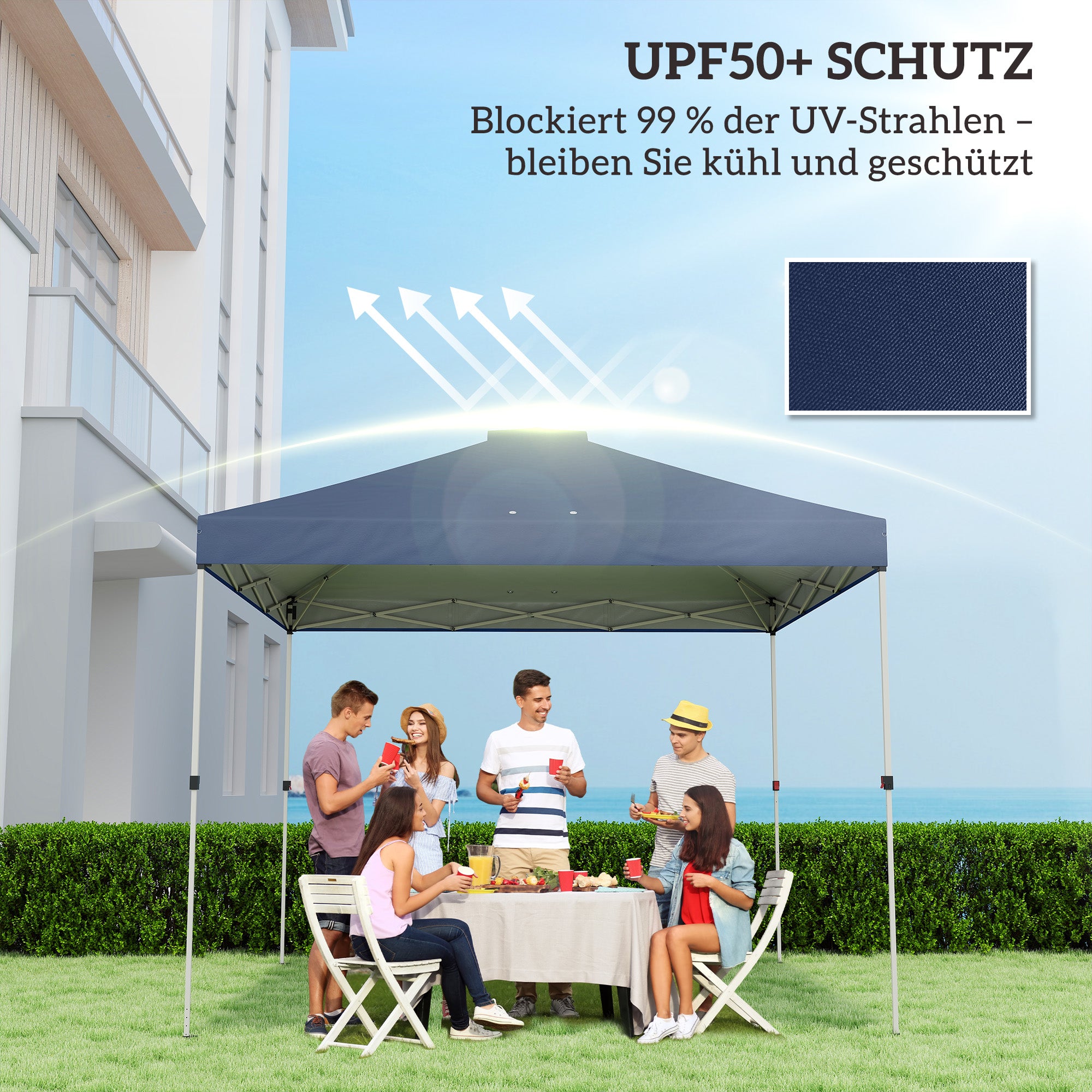 Replacement Canopy 3 x 3 m Gazebo Top with 8 Drainage Holes, UPF 50+ for Metal Garden Gazebo / Party Tent – Blue