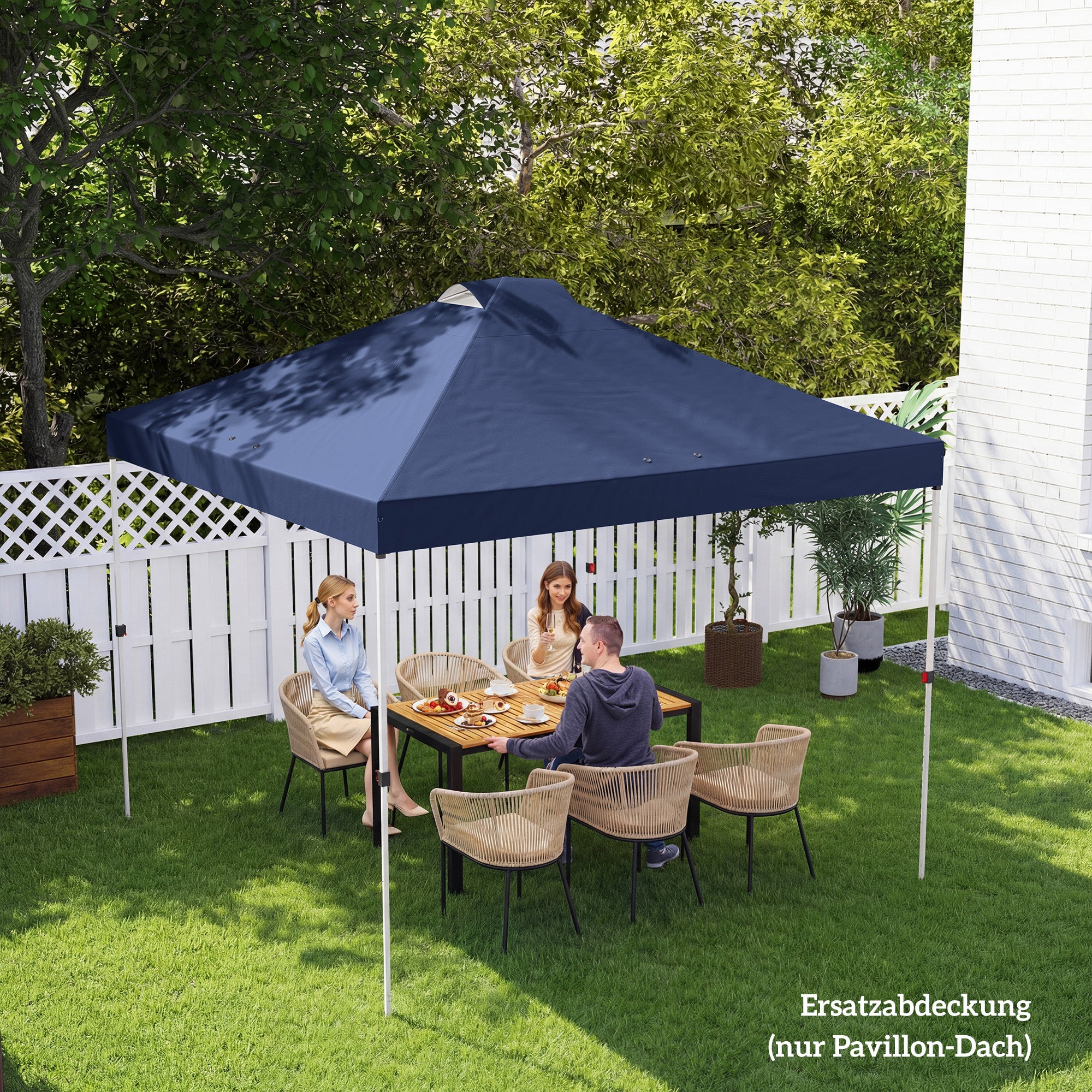 Replacement Canopy 3 x 3 m Gazebo Top with 8 Drainage Holes, UPF 50+ for Metal Garden Gazebo / Party Tent – Blue