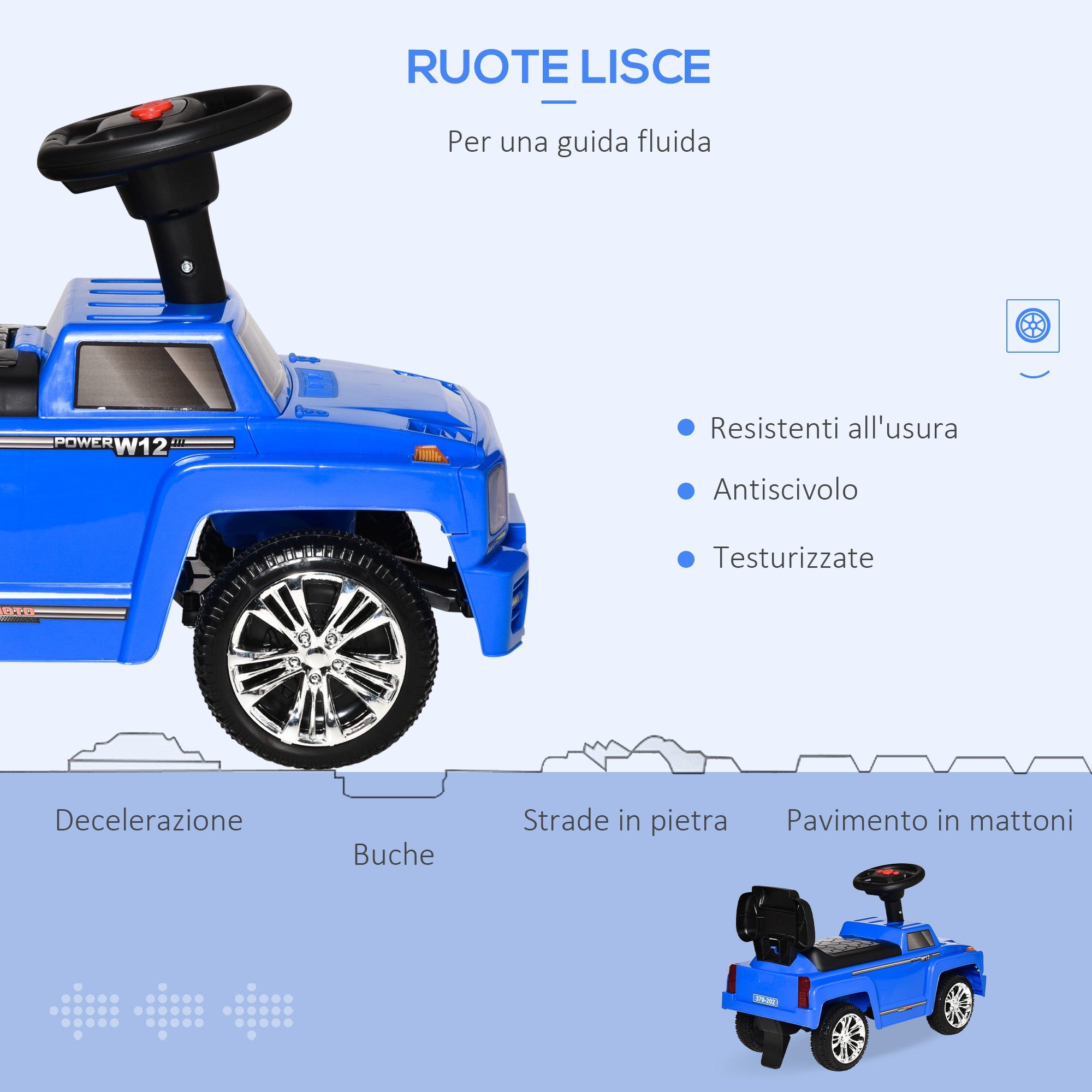 Off-Road Ride-On Toy Car for Children, Kids Car with Lights and Music, Age 18-36 Months, 68x30.5x41.5cm, Blue