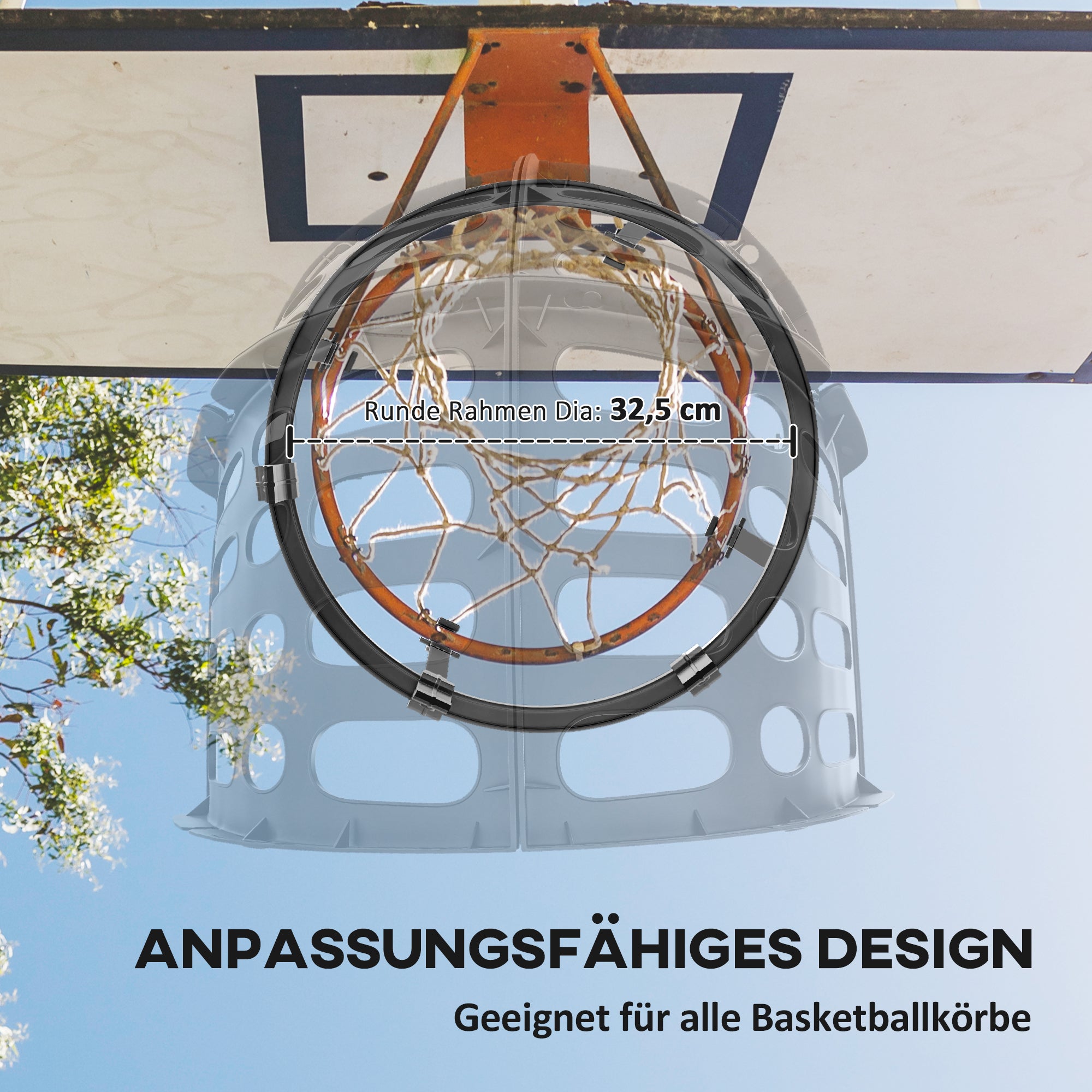 SPORTNOW Basketball Rebounder, 360° Rotatable Basketball Return Attachment, Basketball Return System for Shooting Drills, with Rebound Ramp, Indoor-Outdoor, Black