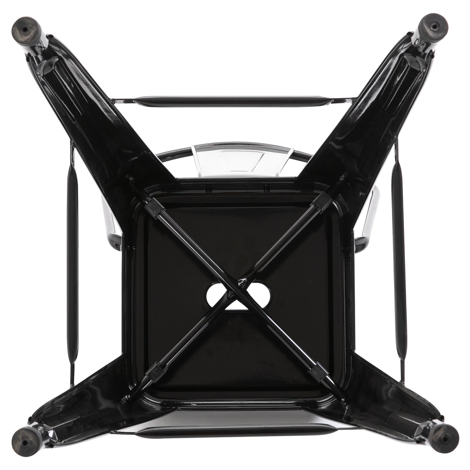 Set of 4 Stackable Bar Stools Industrial Bar Chair with Backrest Footrest Seating Height 76 cm Black Metal