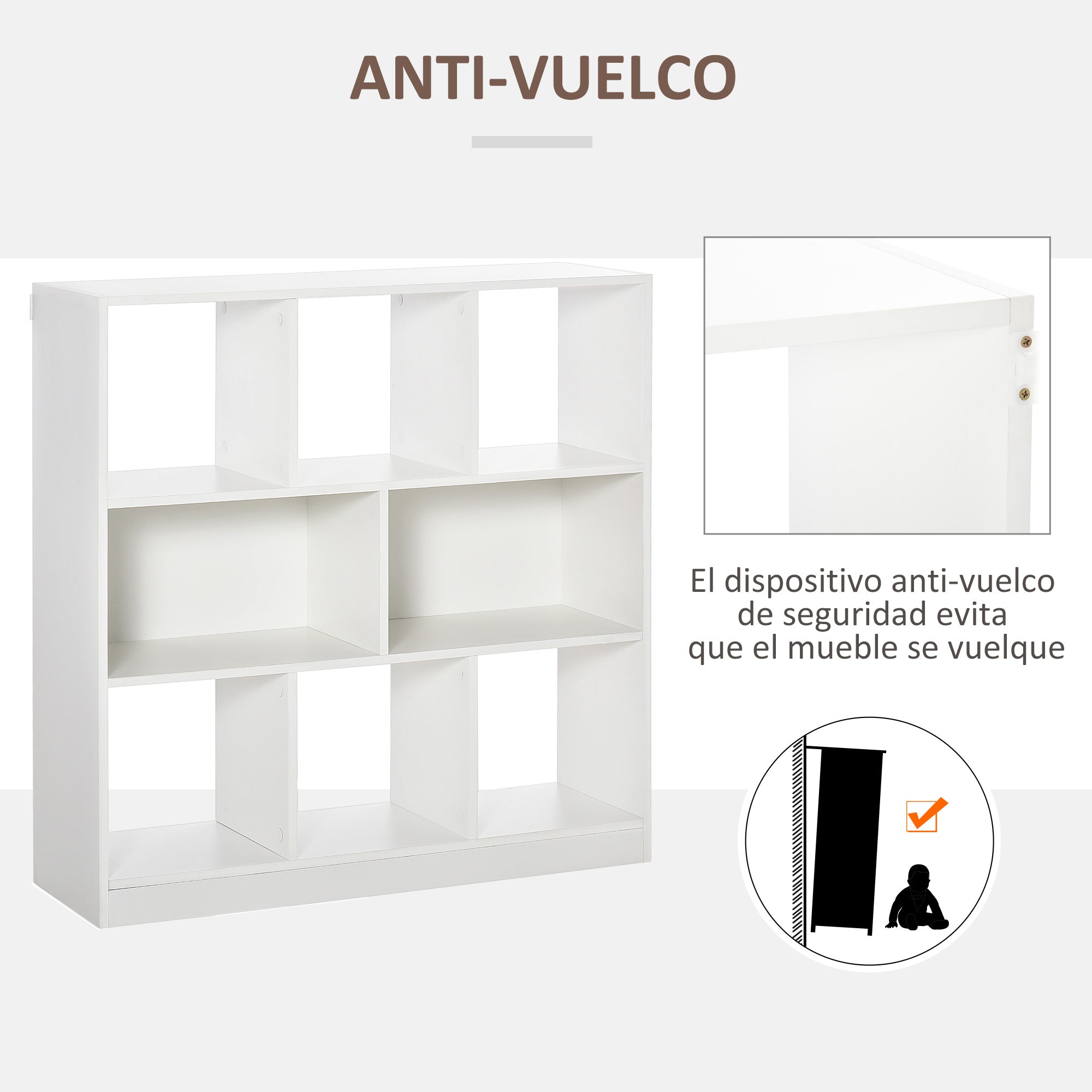 Bookcase Shelf with 8 Compartments Display Shelf Modern Bookcase for Living Room Bedroom Office 97.5x30x100 cm White
