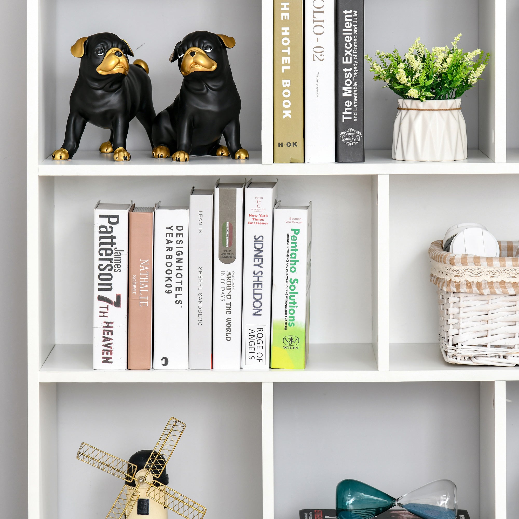 Bookcase Shelf with 8 Compartments Display Shelf Modern Bookcase for Living Room Bedroom Office 97.5x30x100 cm White