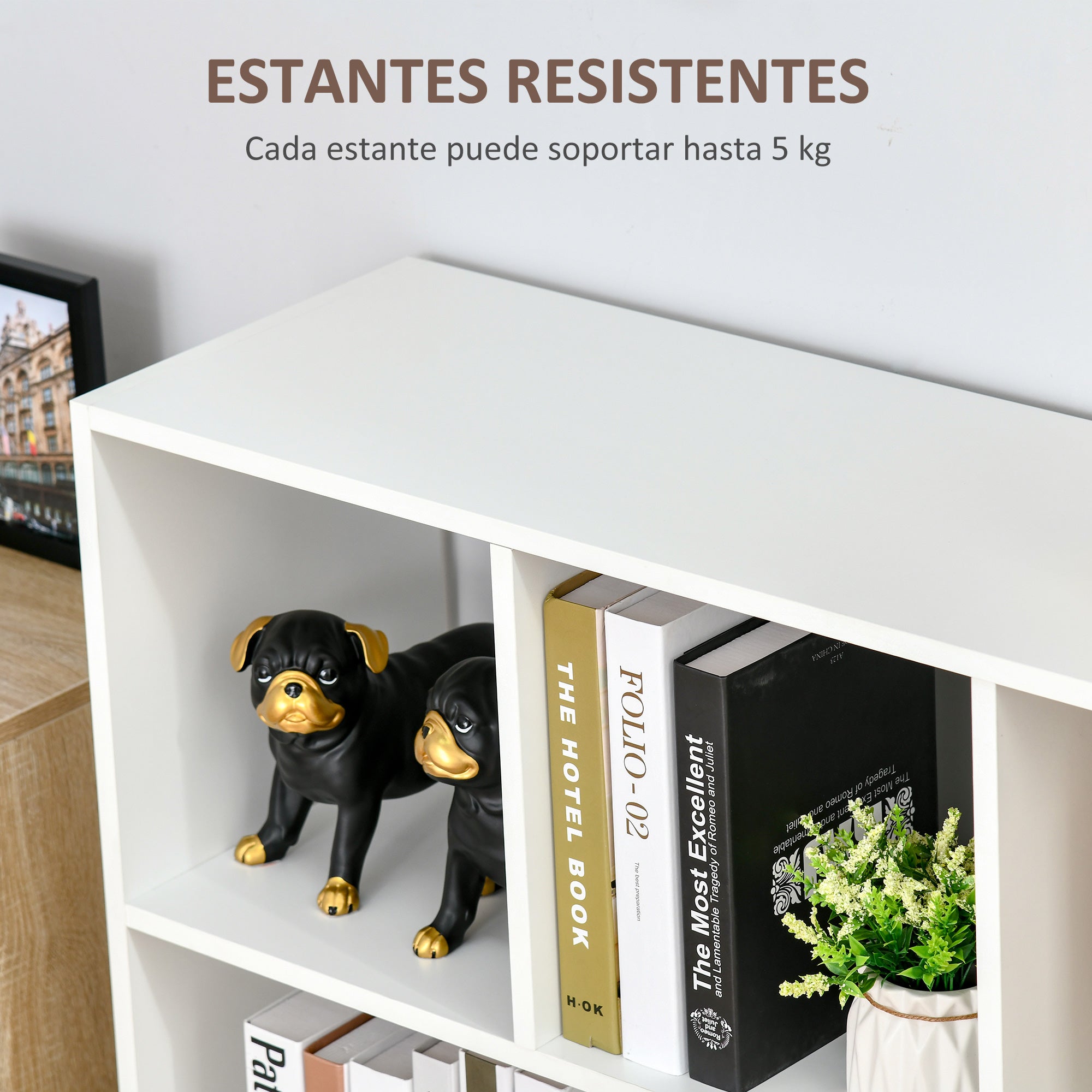 Bookcase Shelf with 8 Compartments Display Shelf Modern Bookcase for Living Room Bedroom Office 97.5x30x100 cm White