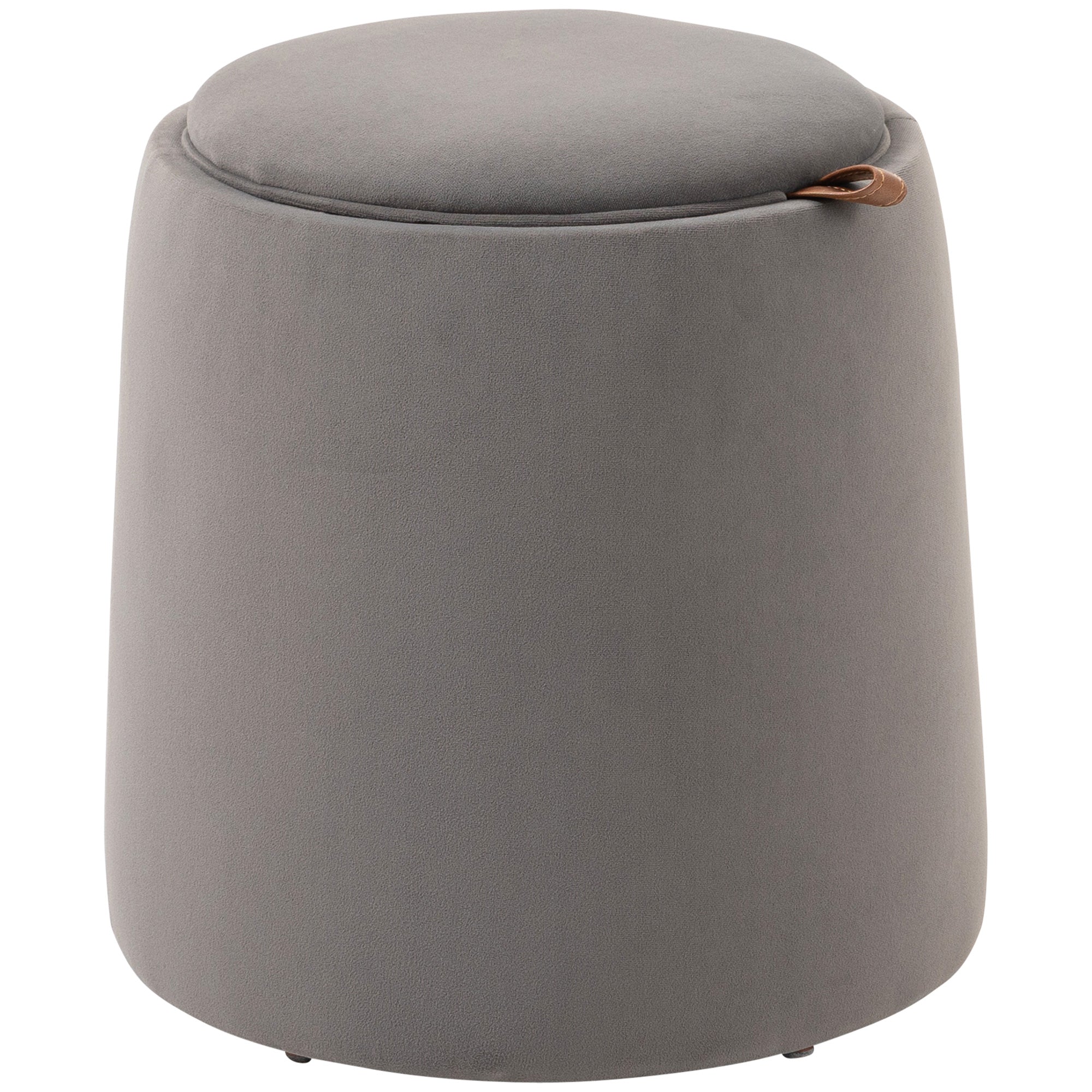 Storage Ottoman 2-in-1 Footstool with Lid, Round Velvet Ottoman Footrest Stool with Storage for Living Room Bedroom Ø44 x 47.5 cm Dark Gray