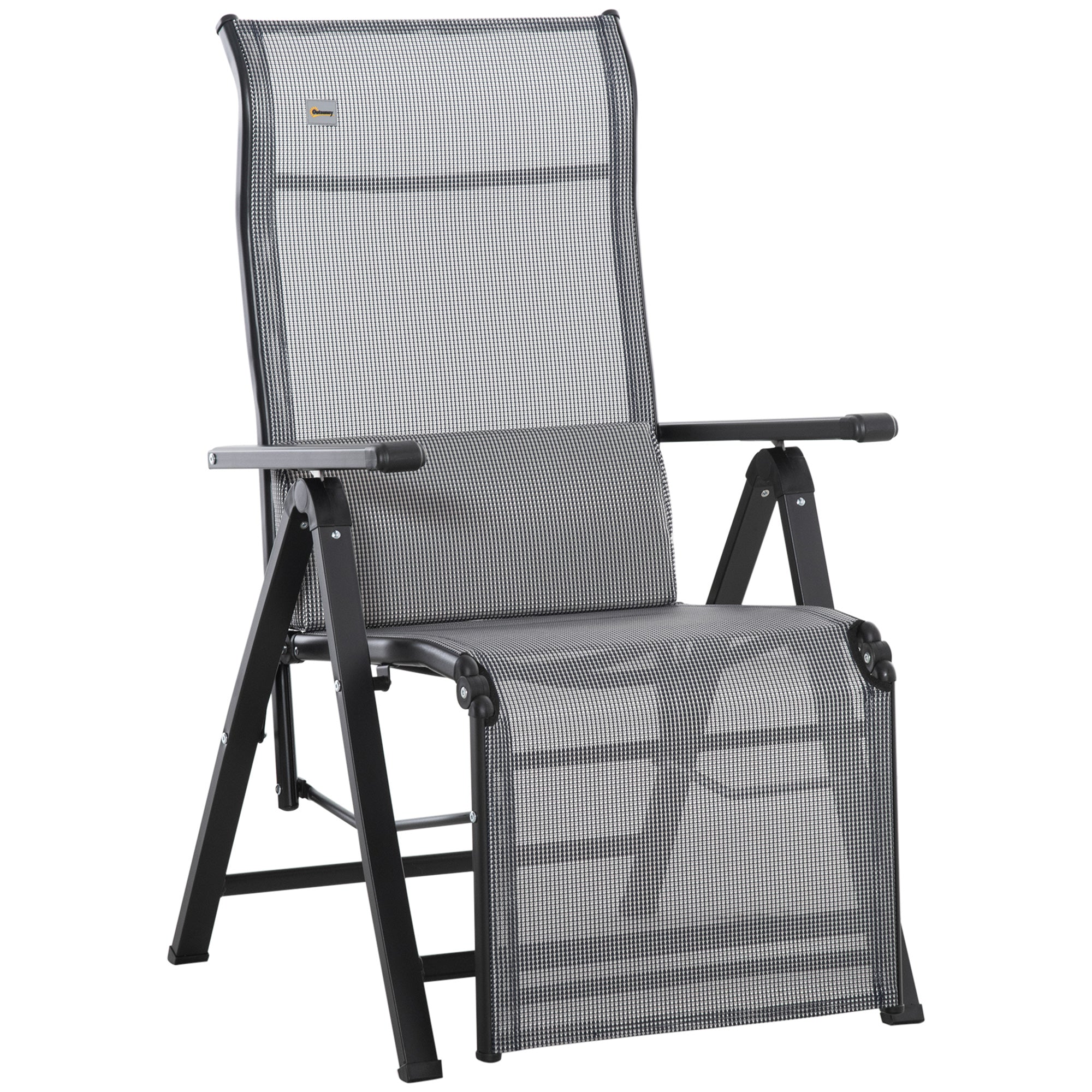Folding Sun Lounger Garden Lounger with Cushion Zero Gravity Recliner with 9-Position Adjustable Backrest Garden Chair up to 150 kg Load Capacity, for Garden Holiday Outdoor Beach, Black+Gray