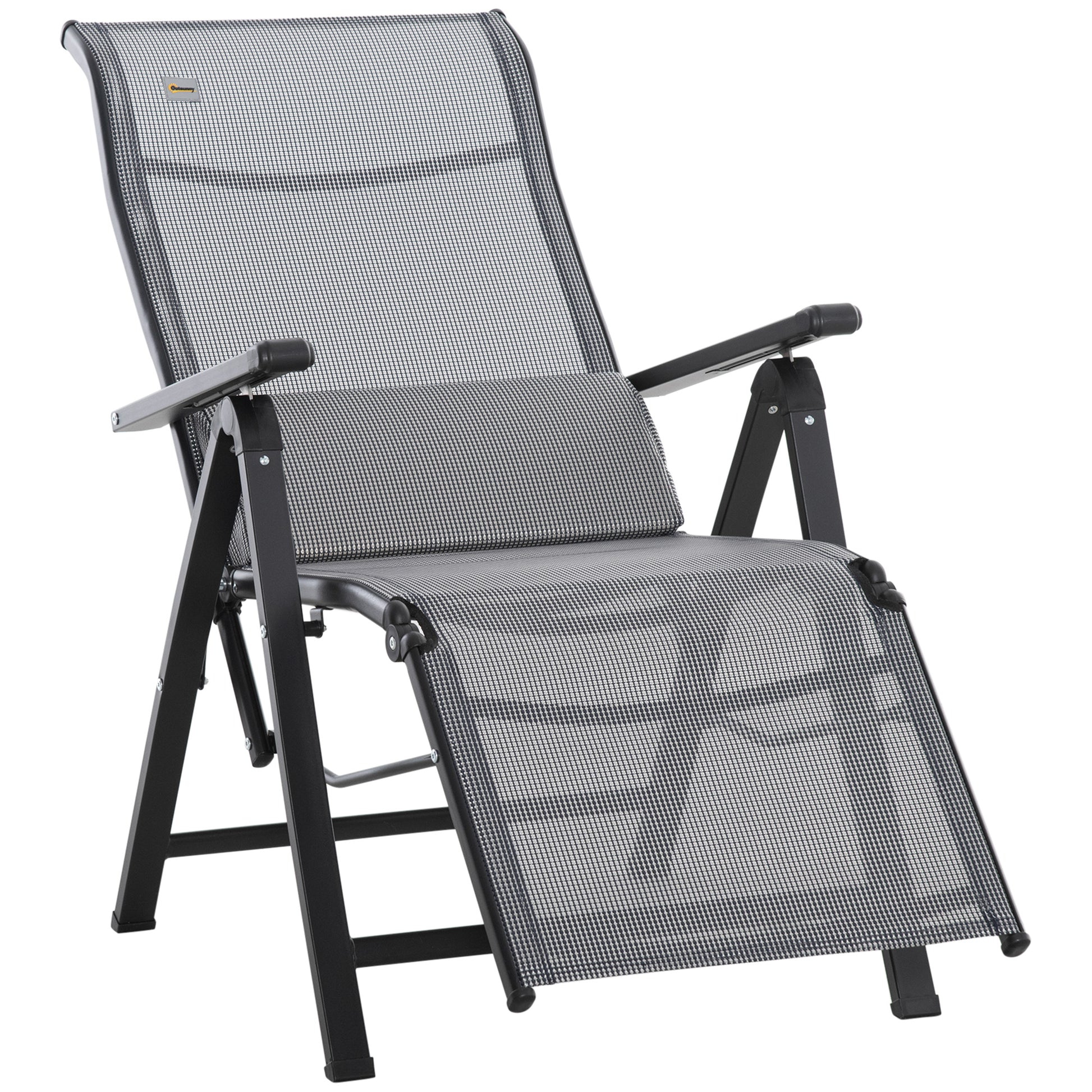 Folding Sun Lounger Garden Lounger with Cushion Zero Gravity Recliner with 9-Position Adjustable Backrest Garden Chair up to 150 kg Load Capacity, for Garden Holiday Outdoor Beach, Black+Gray