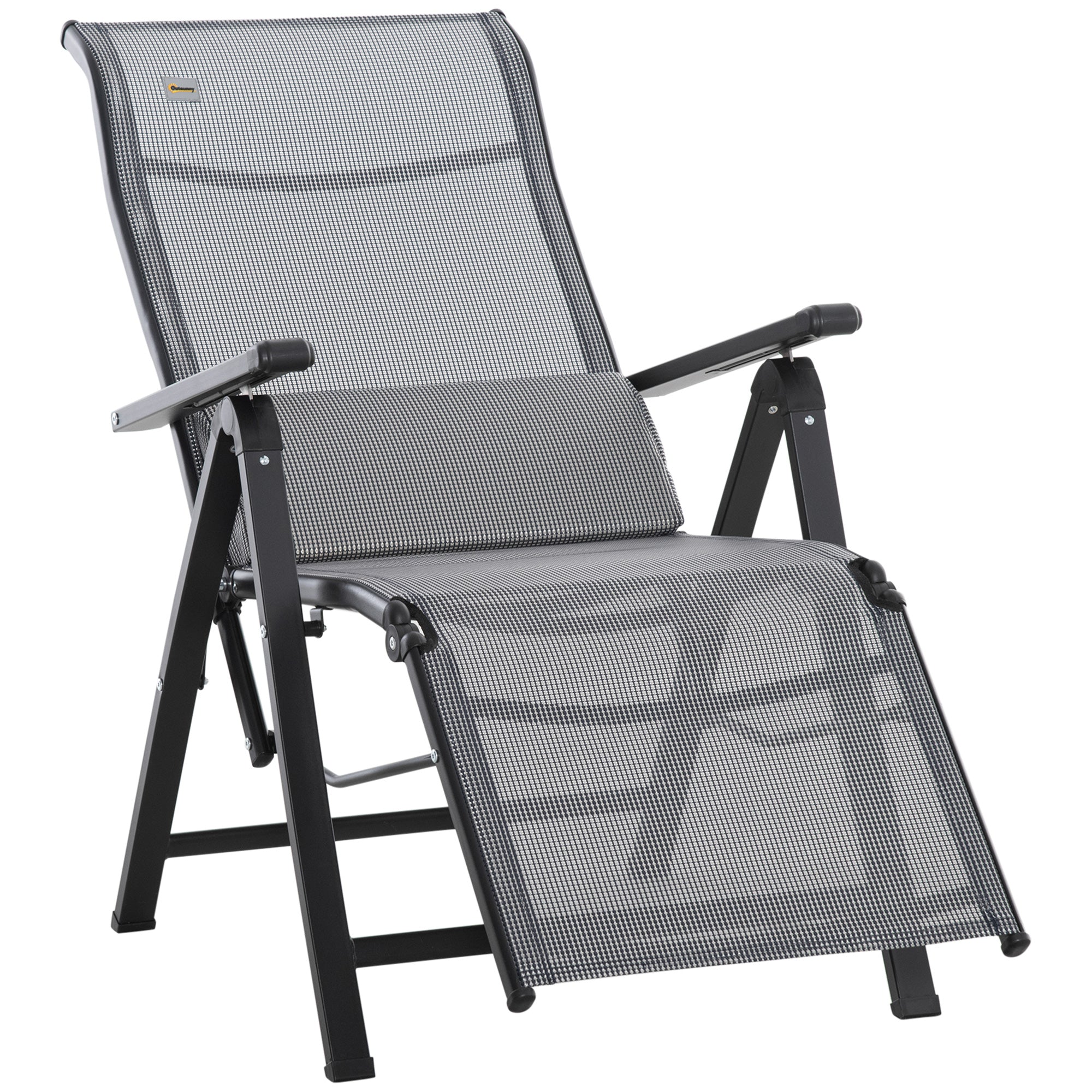 Folding Sun Lounger Garden Lounger with Cushion Zero Gravity Recliner with 9-Position Adjustable Backrest Garden Chair up to 150 kg Load Capacity, for Garden Holiday Outdoor Beach, Black+Gray